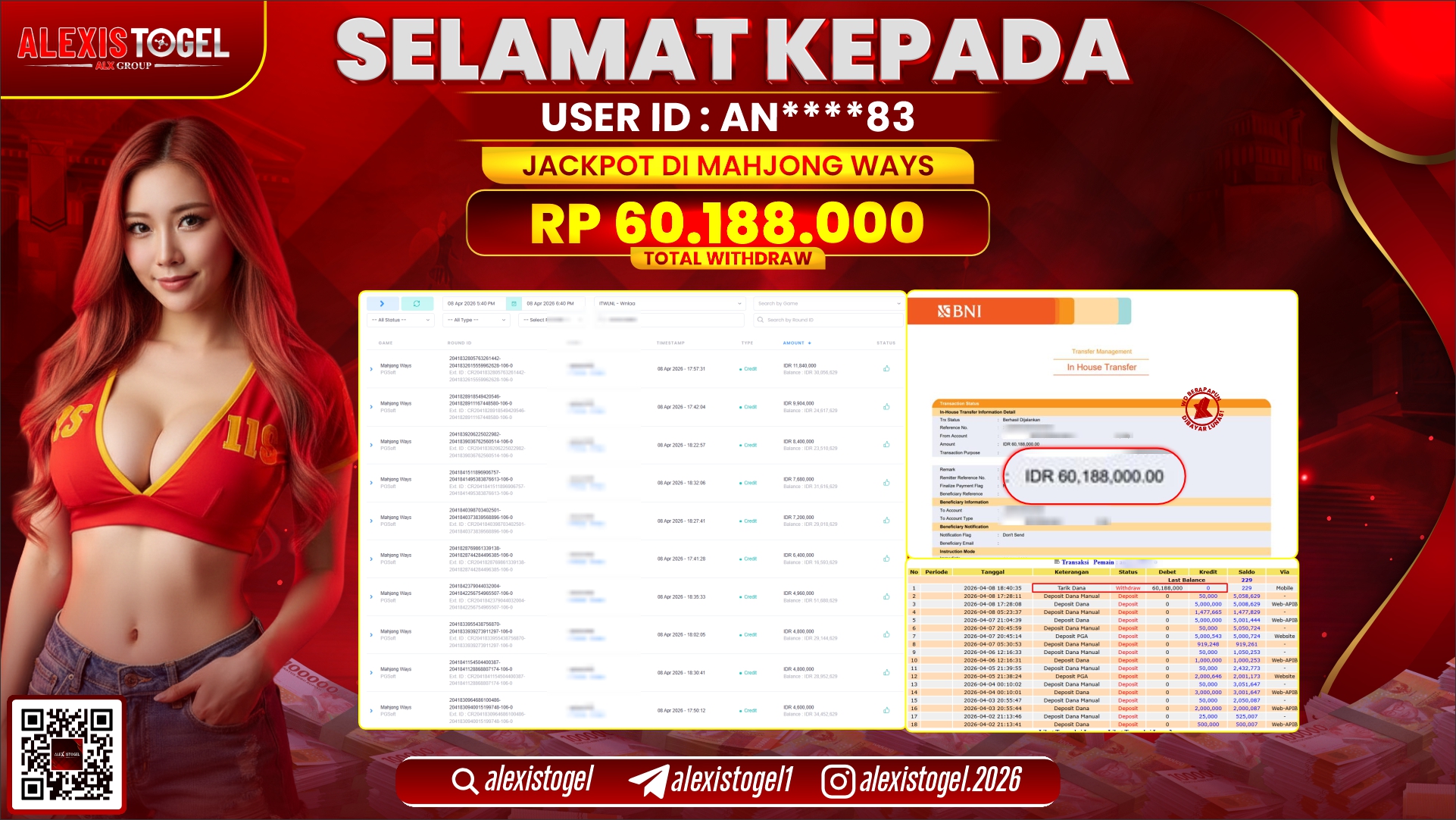 ALEXISTOGEL di Jackpot di SLOT GAME MAHJONG WAYS RP.60.188.000,- LUNAS 