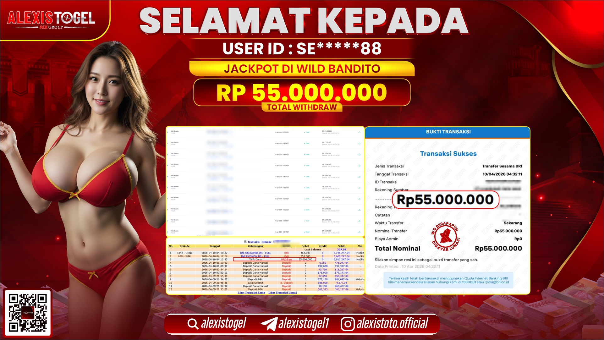 ALEXISTOGEL di Jackpot di SLOT GAME WILD BANDITO RP.55.000.000,- LUNAS 