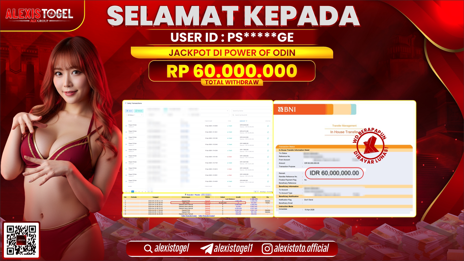 ALEXISTOGEL di Jackpot di SLOT GAME POWER OF ODIN RP.60.000.000,- LUNAS 