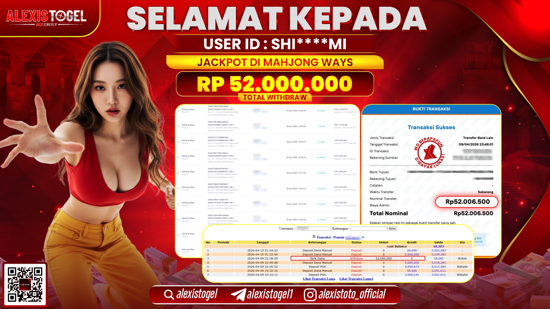 ALEXISTOGEL di Jackpot di SLOT GAME MAHJONG WAYS RP.52.000.000,- LUNAS 