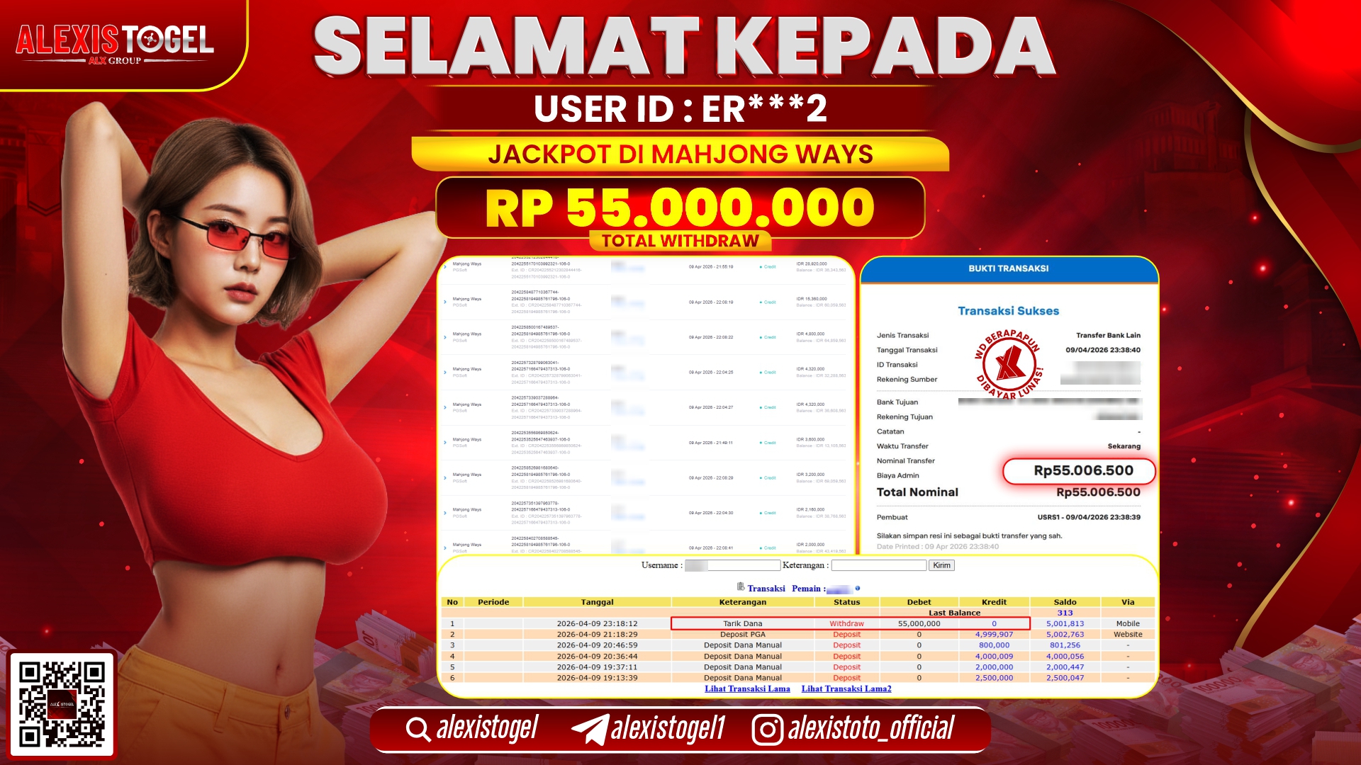 ALEXISTOGEL di Jackpot di SLOT GAME MAHJONG WAYS RP.55.000.000,- LUNAS 