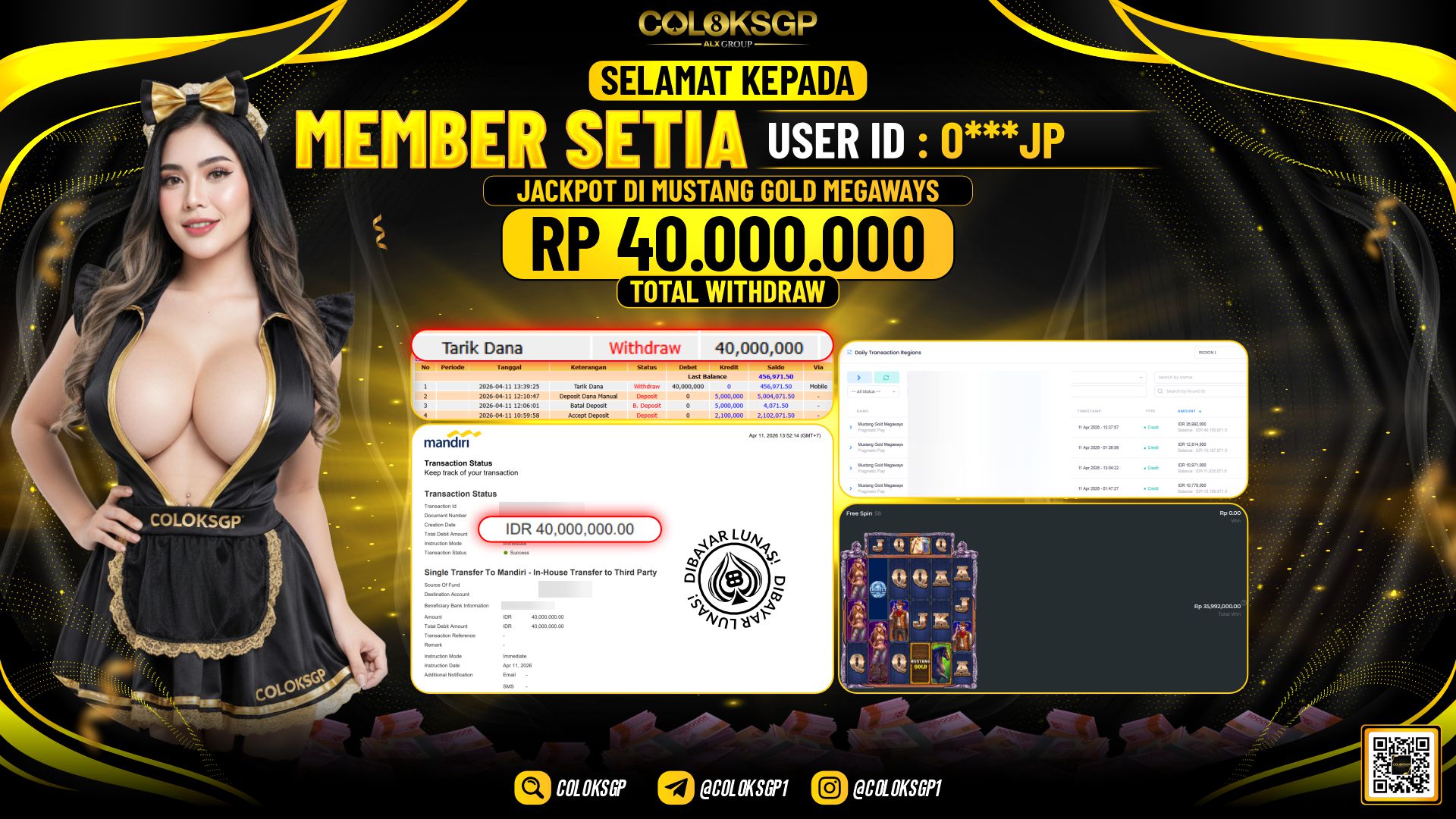 COLOKSGP JACKPOT PRAGMATIC PLAY - MUSTANG GOLD MEGAWAYS
