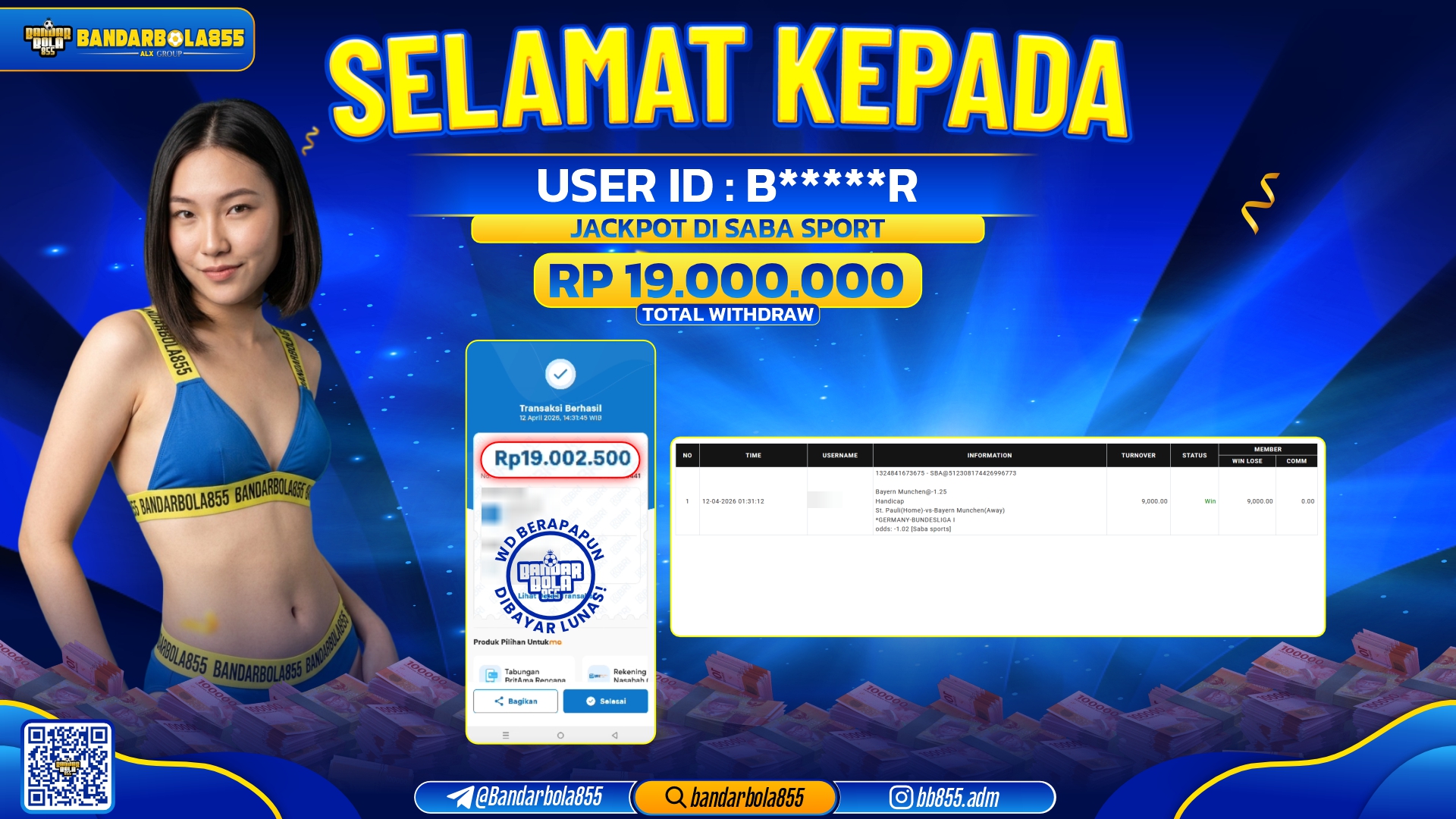 🎖 JACKPOT BANDARBOLA855 DI SABA SPORT Rp19.000.000🎖