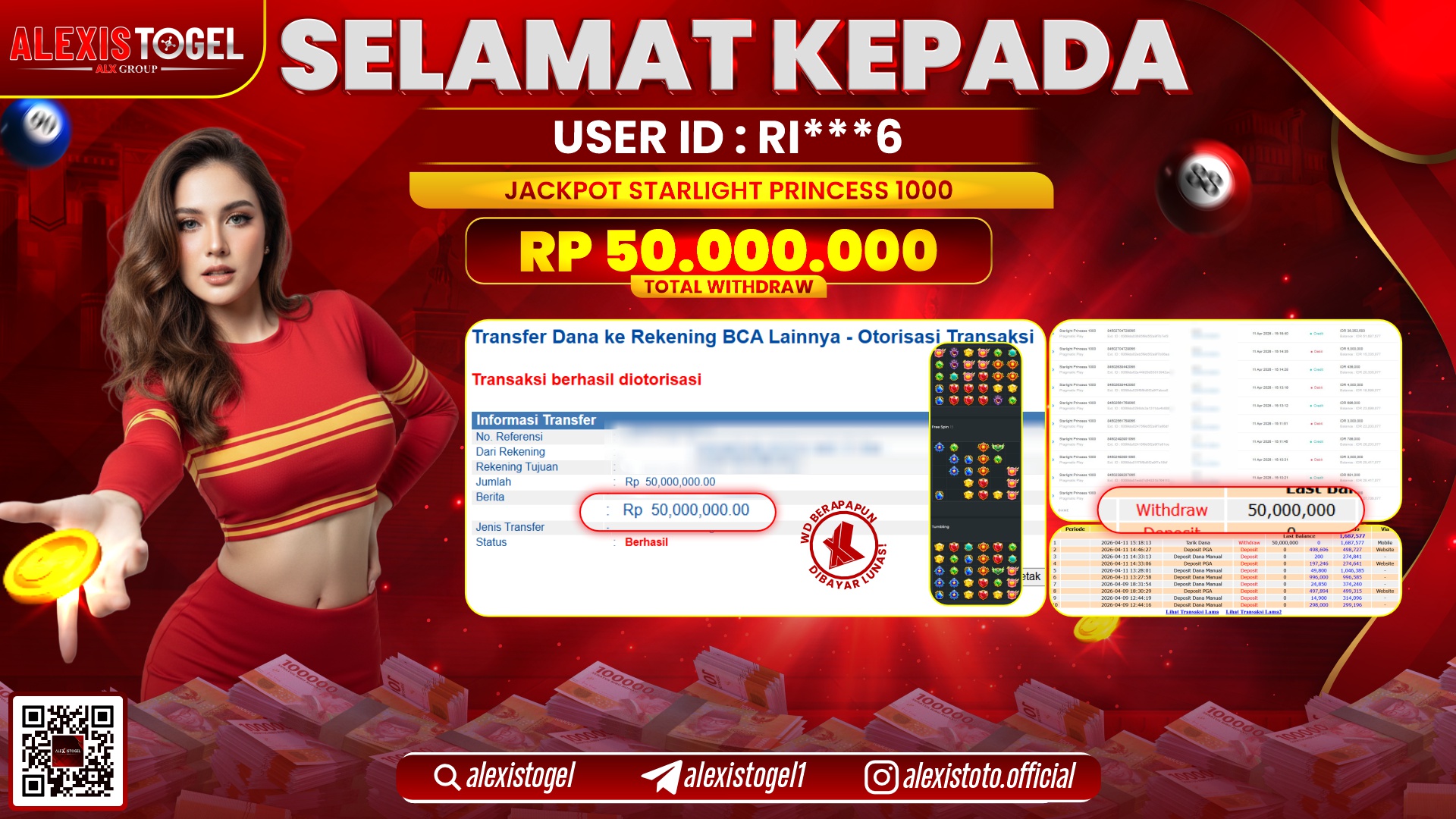 ALEXISTOGEL di Jackpot di SLOT GAME STARLIGHT PRINCESS 1000 RP.50.000.000,- LUNAS 