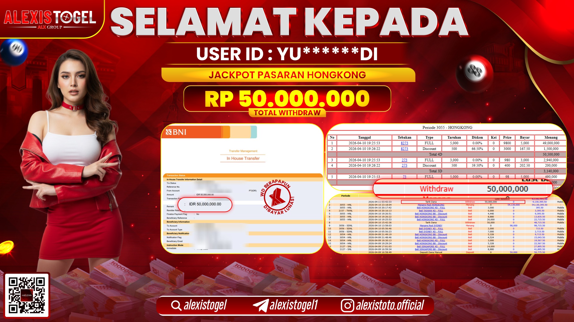 ALEXISTOGEL di Jackpot di TOGEL PASARAN HONGKONG RP.50.000.000,- LUNAS 