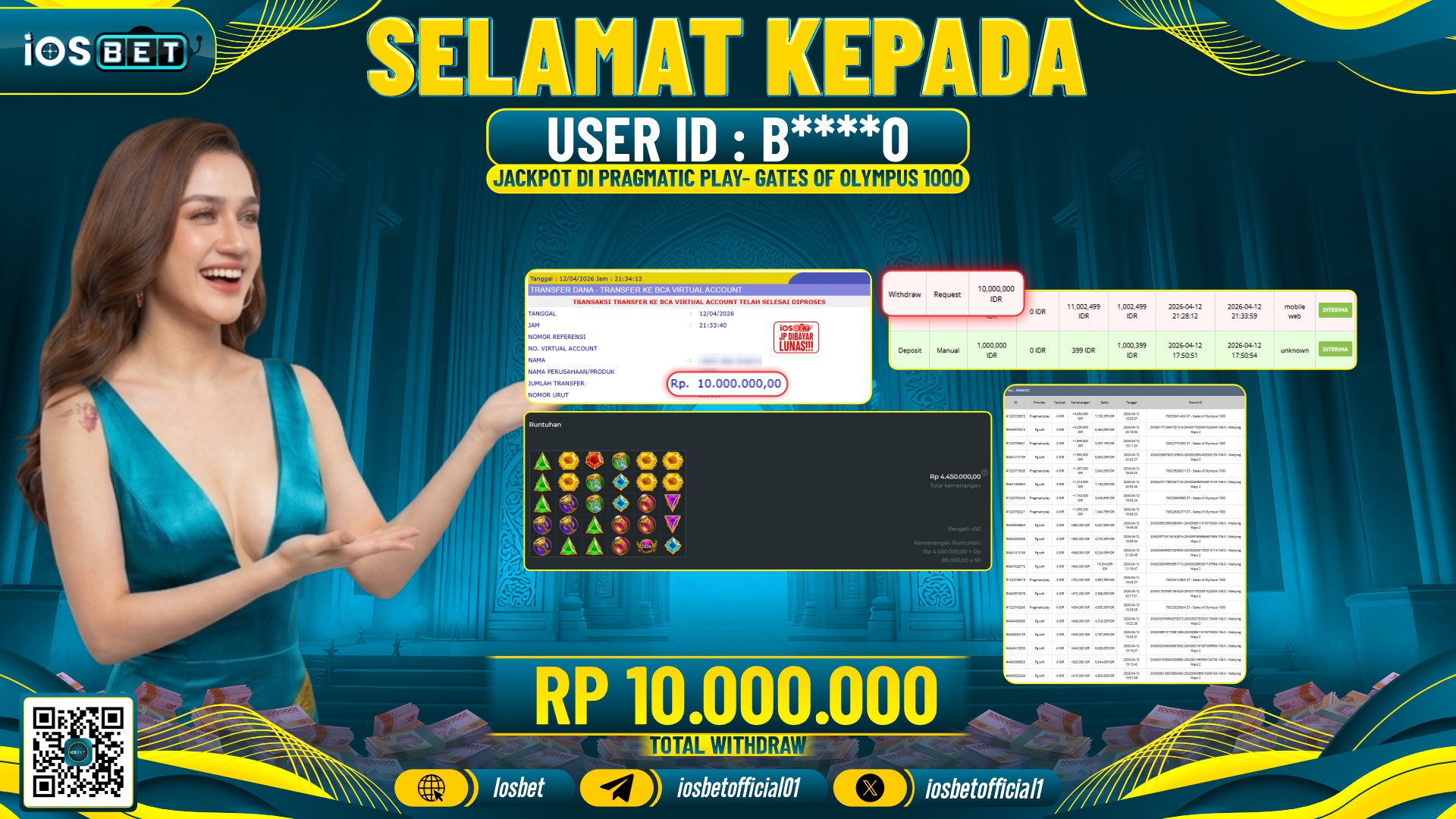 Bukti Pembayaran LUNAS SLOT GAME GACOR Rp.10.000.000,-