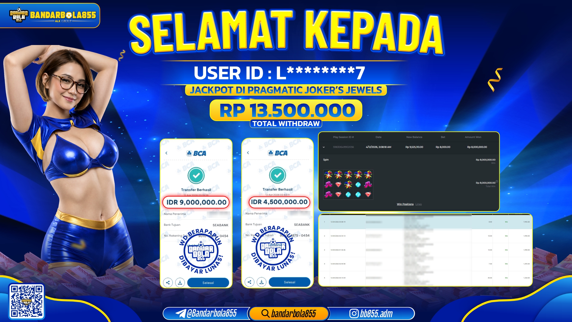 🎖 JACKPOT BANDARBOLA855 DI JOKER JEWELS Rp13.500.000🎖