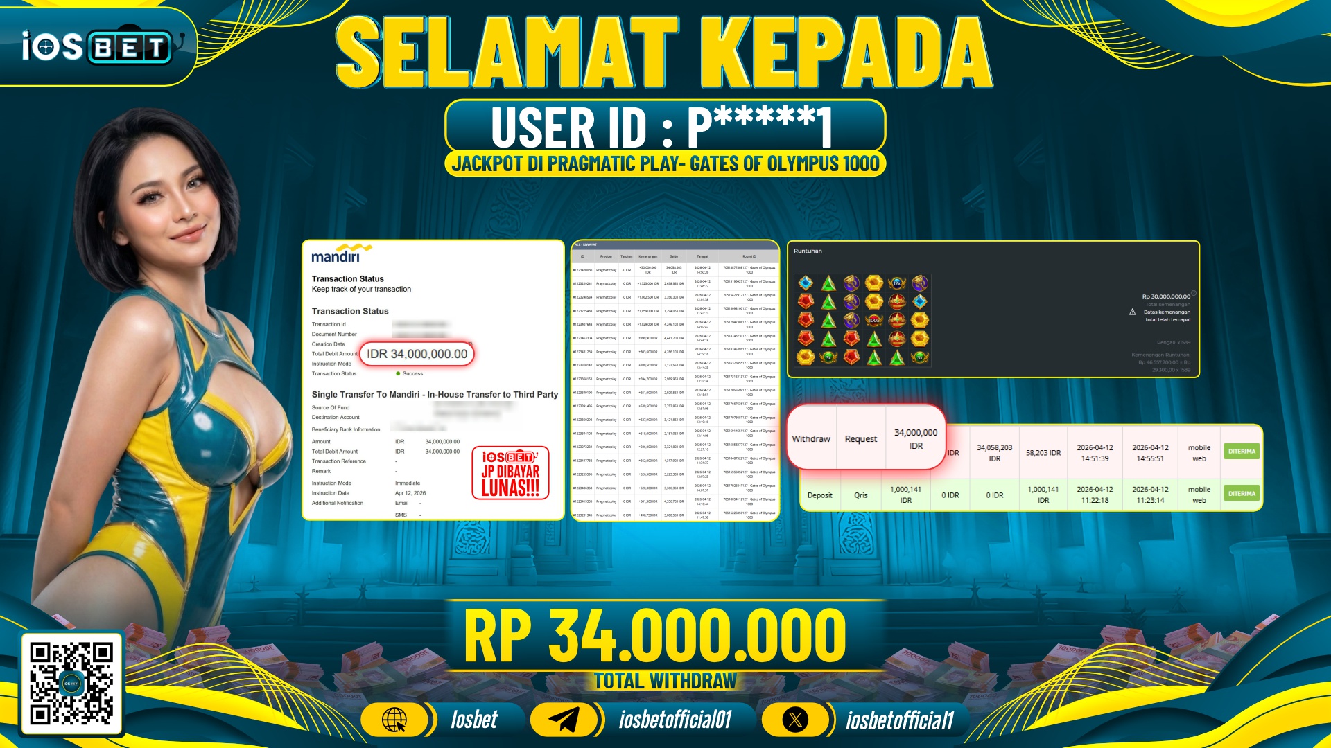 Bukti Pembayaran LUNAS SLOT GAME GACOR Rp.34.000.000,-