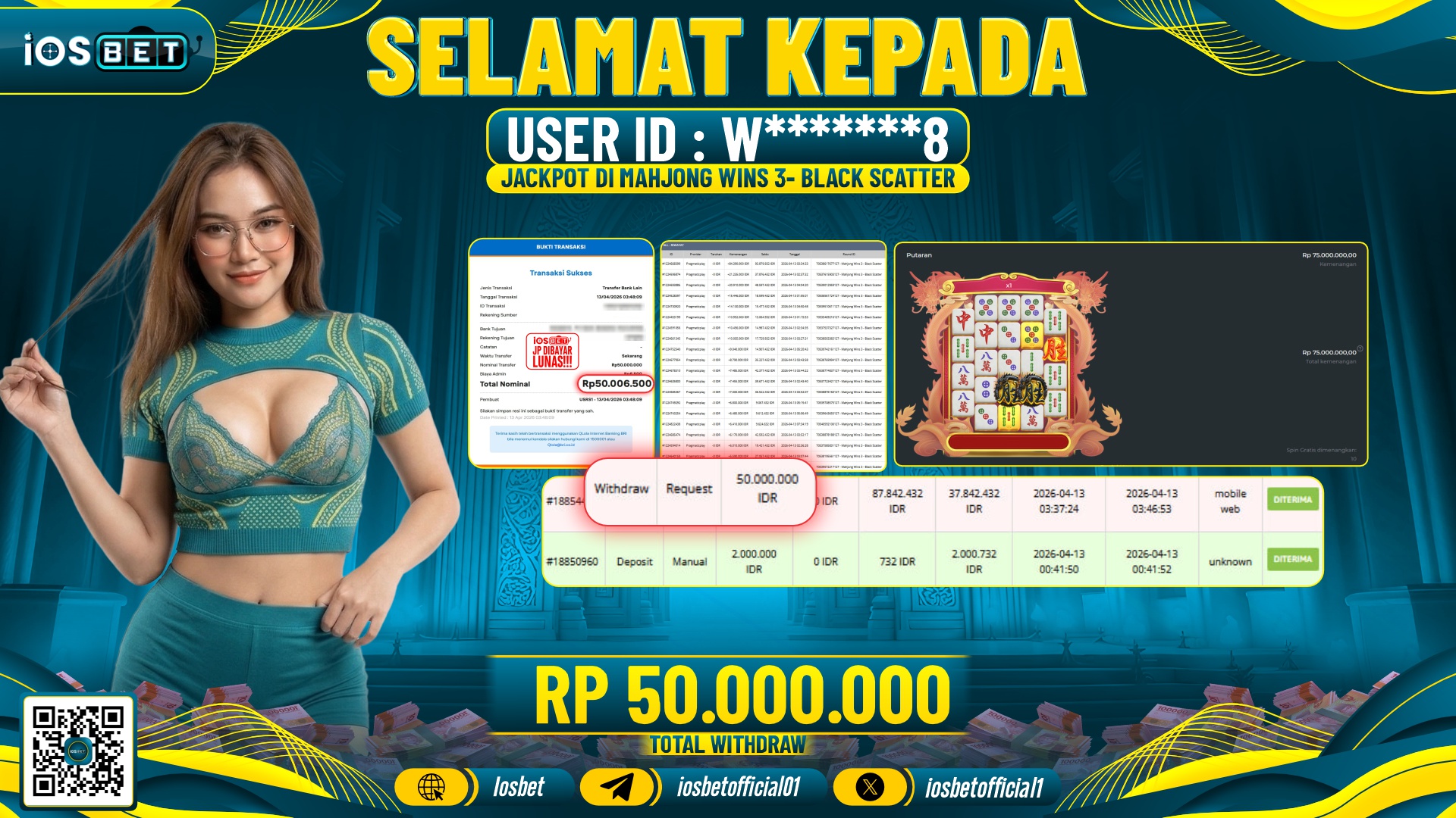 Bukti Pembayaran LUNAS SLOT GAME GACOR  Rp.50.000.000.