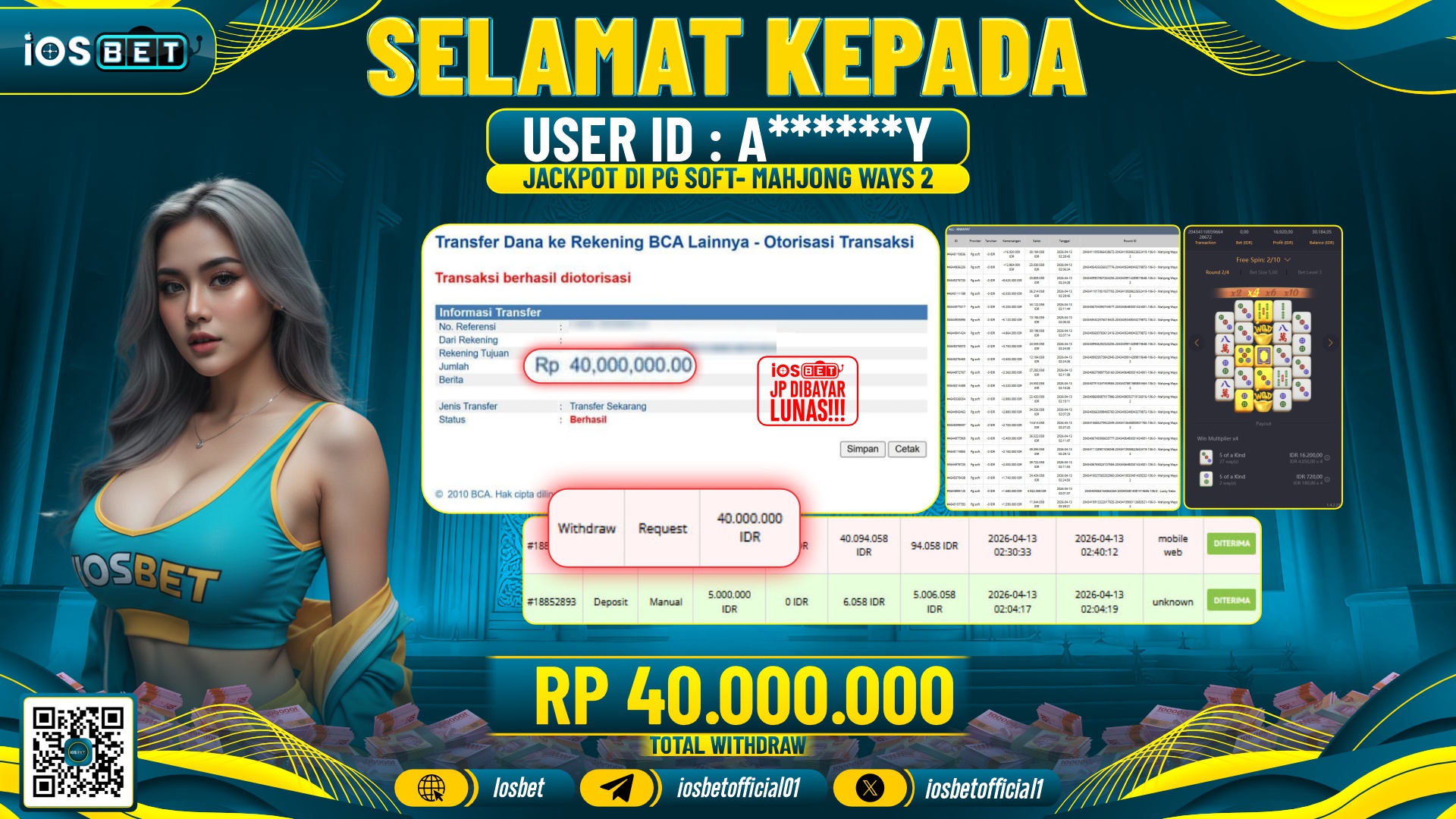 Bukti Pembayaran LUNAS SLOT GAME GACOR  Rp.40.000.000.