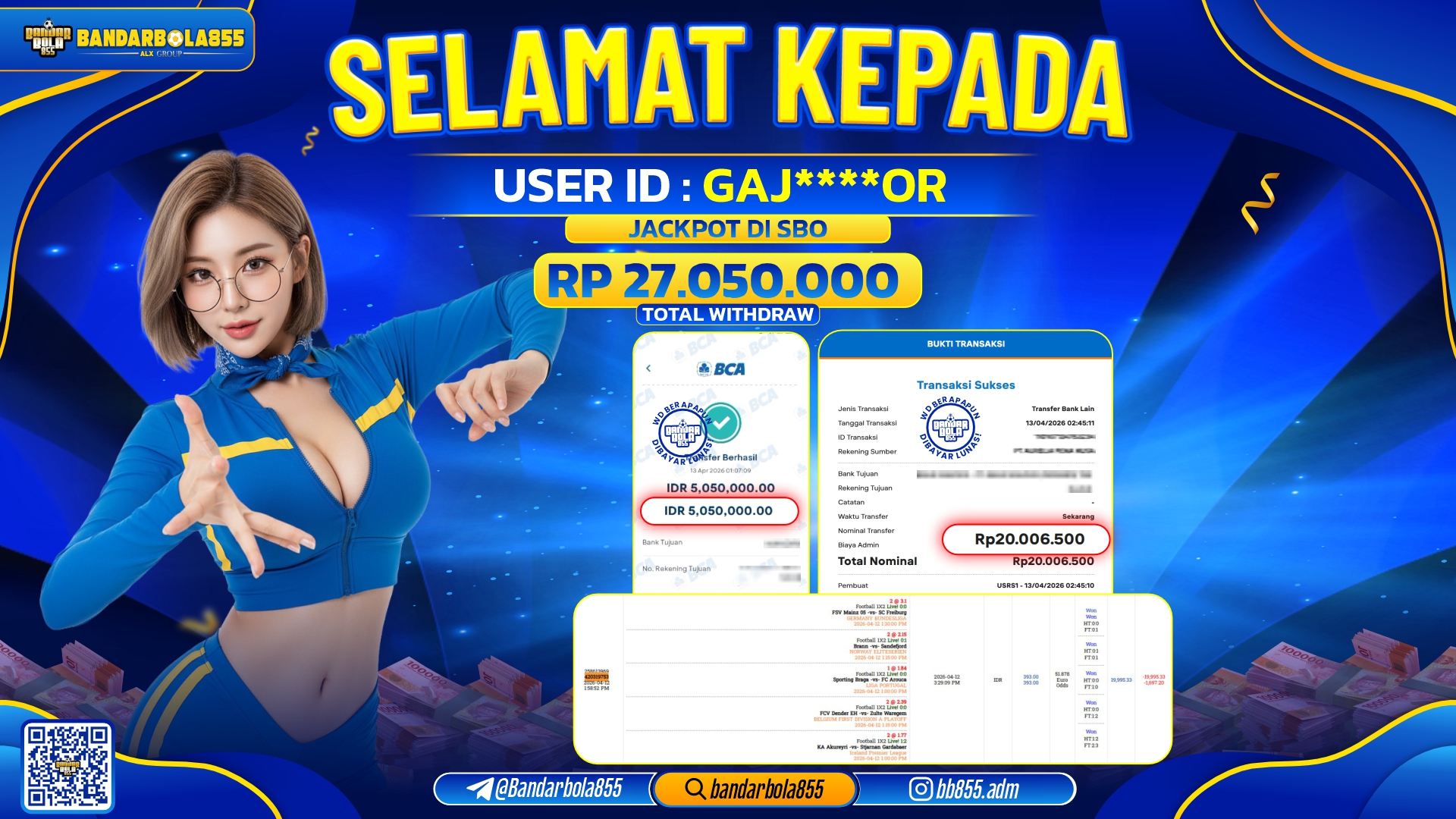 🎖 JACKPOT BANDARBOLA855 DI SBO Rp27.050.000🎖