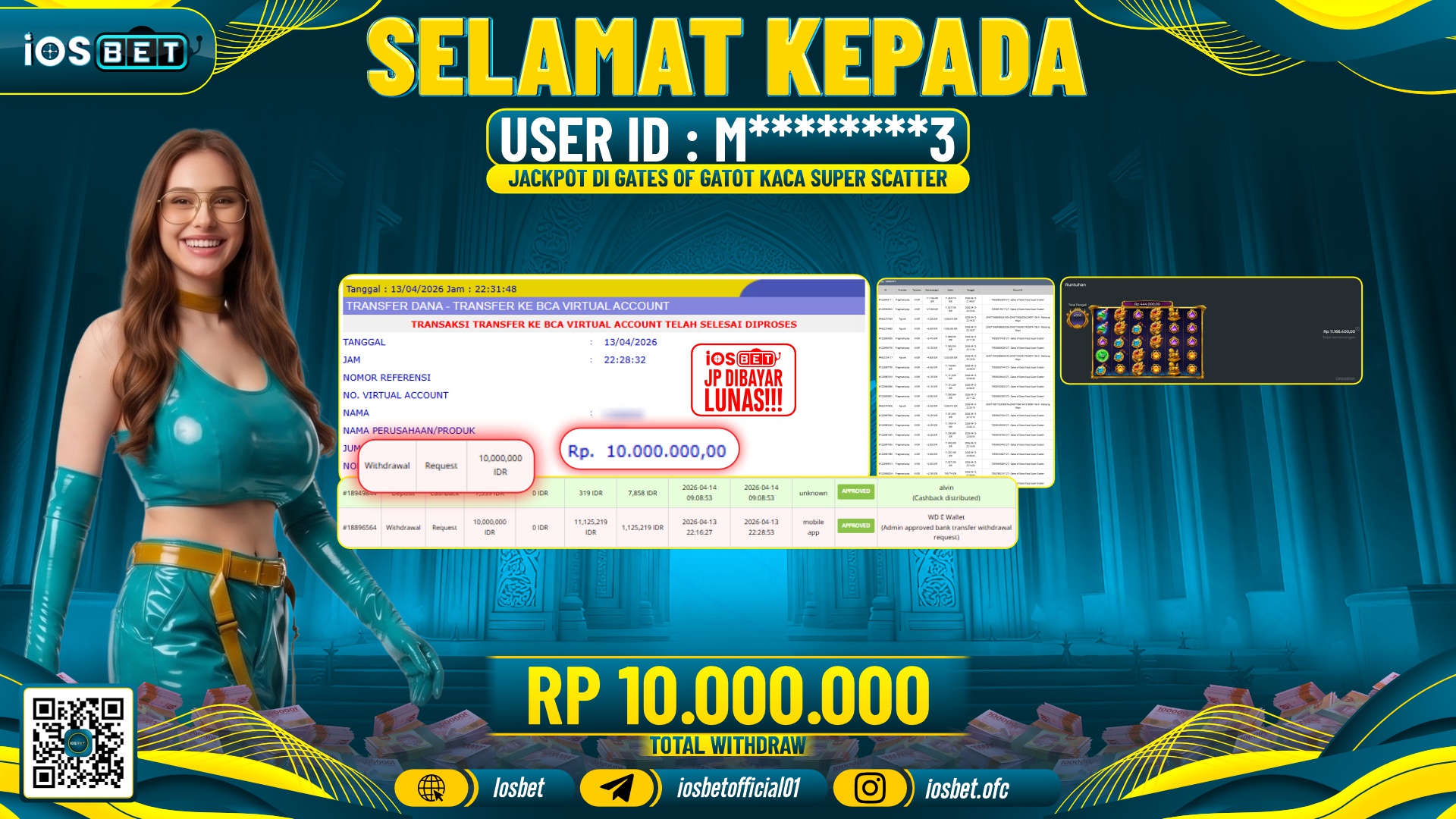 Bukti Pembayaran LUNAS SLOT GAME GACOR  Rp.10.000.000.