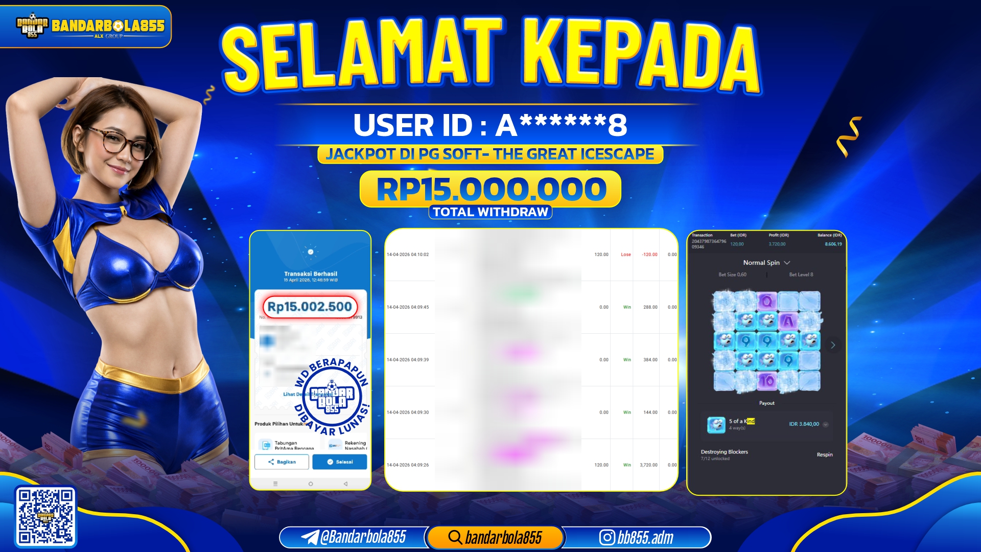🎖 JACKPOT BANDARBOLA855 DI PG SOFT - THE GREAT ICESCAPE Rp15.000.000🎖