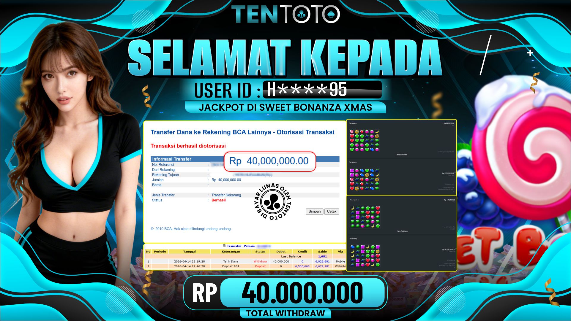 TENTOTO Sweet Bonanza Xmas Rp. 40.000.000,- LUNAS