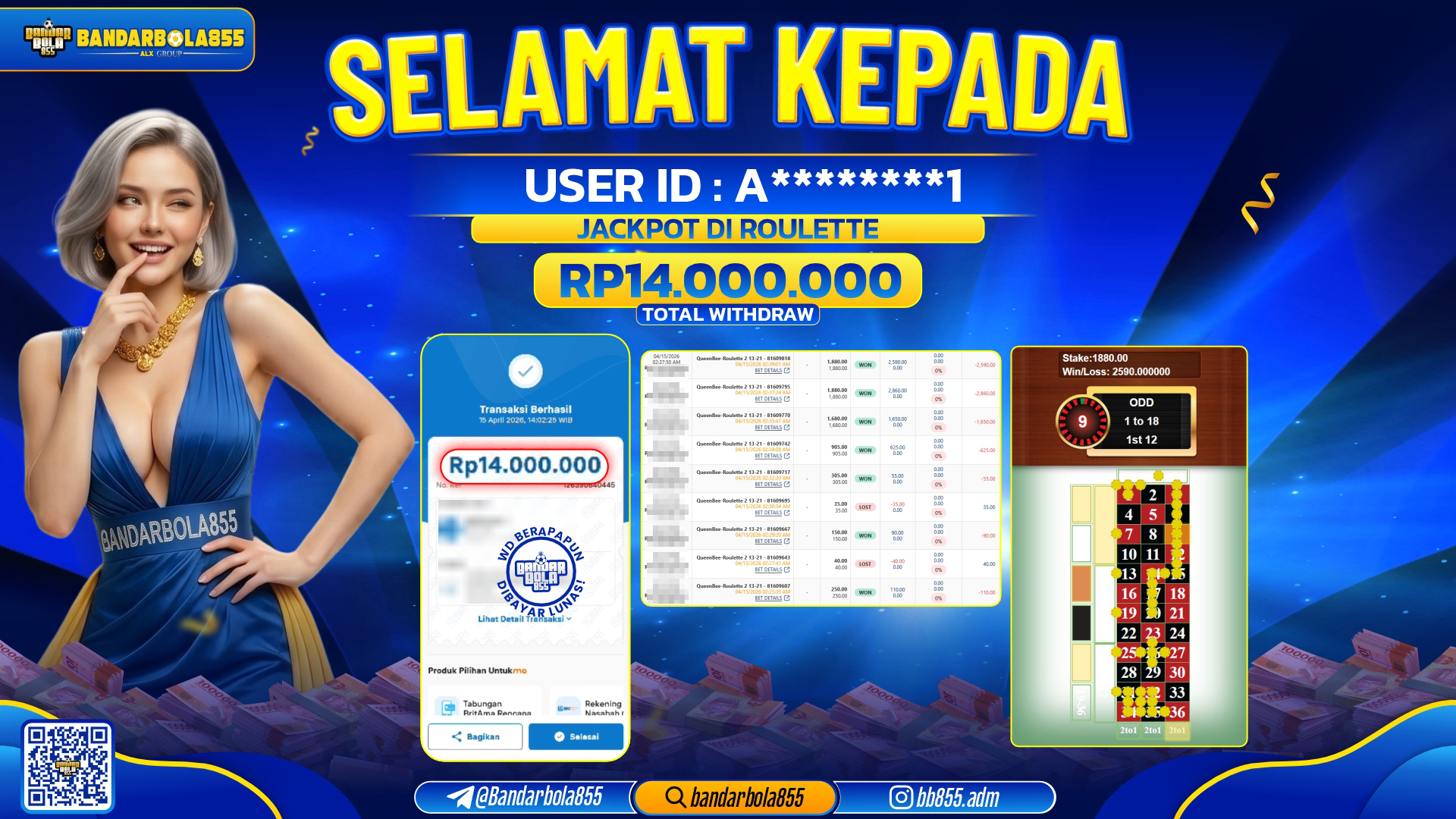🎖 JACKPOT BANDARBOLA855 DI ROULETTE Rp14.000.000🎖