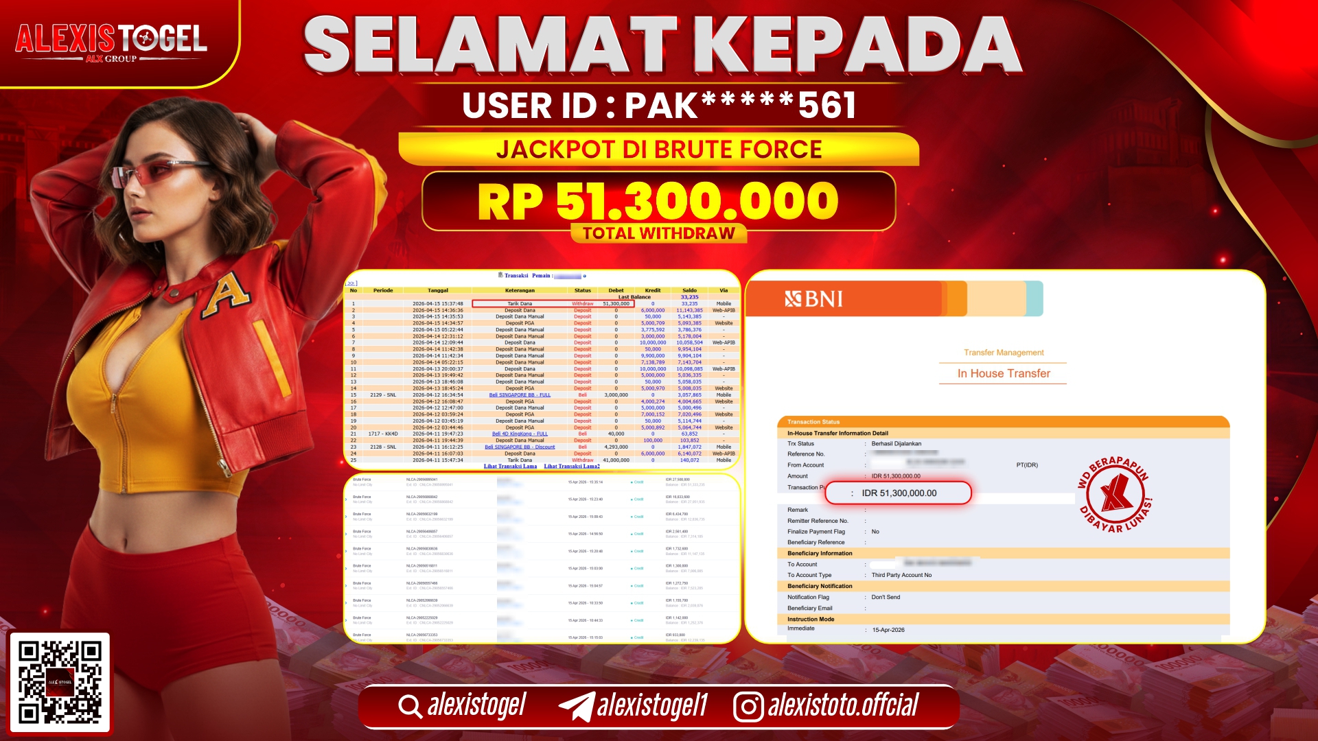 ALEXISTOGEL JACKPOT DI SLOT GAME BRUTE FORCE RP.51.300.000,- LUNAS