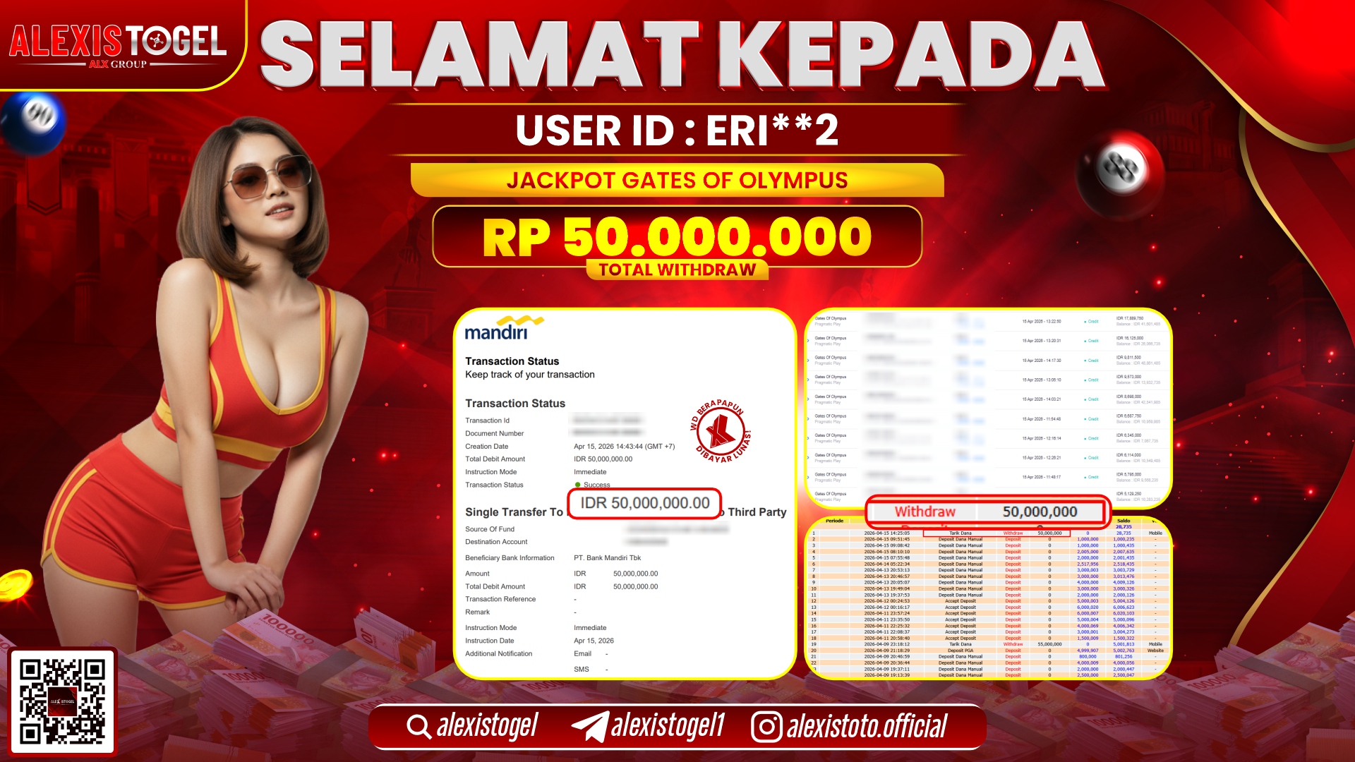 ALEXISTOGEL JACKPOT DI SLOT GAME GATES OF OLYMPUS RP.50.000.000,- LUNAS