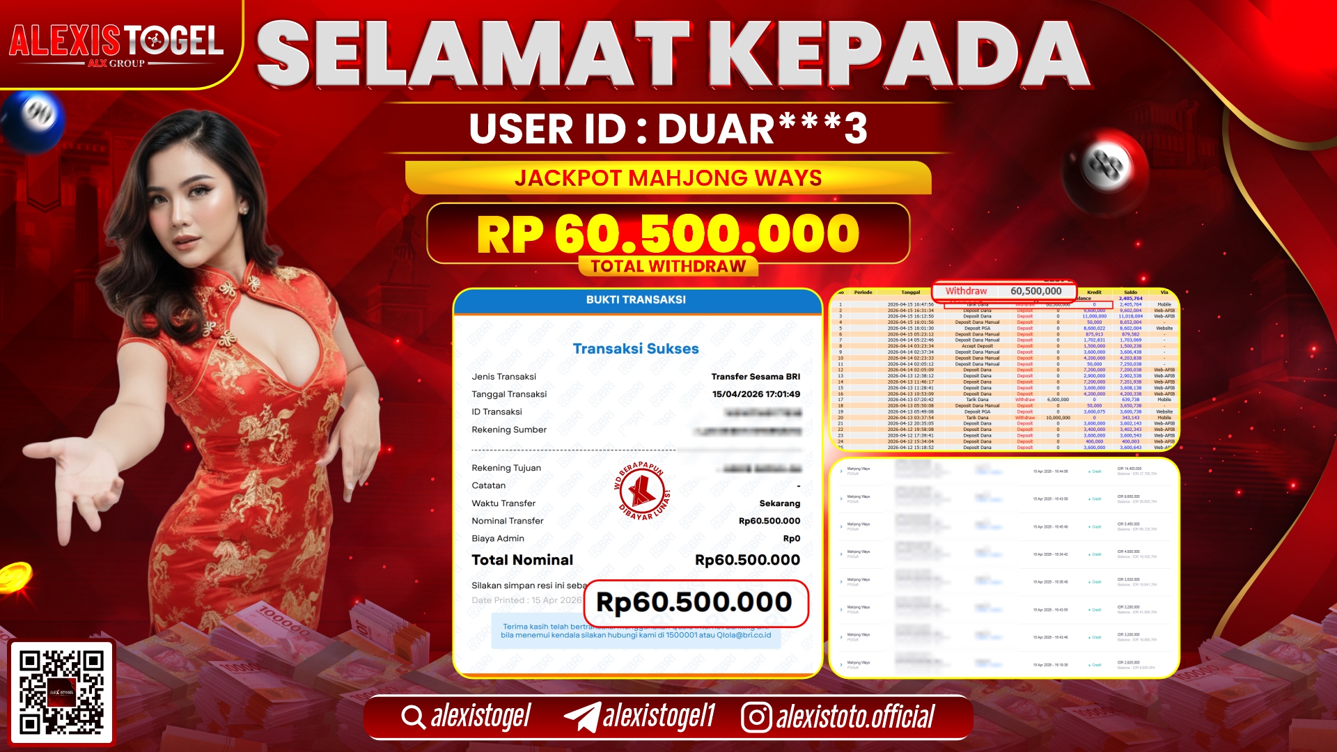 ALEXISTOGEL JACKPOT DI SLOT GAME MAHJONG WAYS RP.60.500.000,- LUNAS