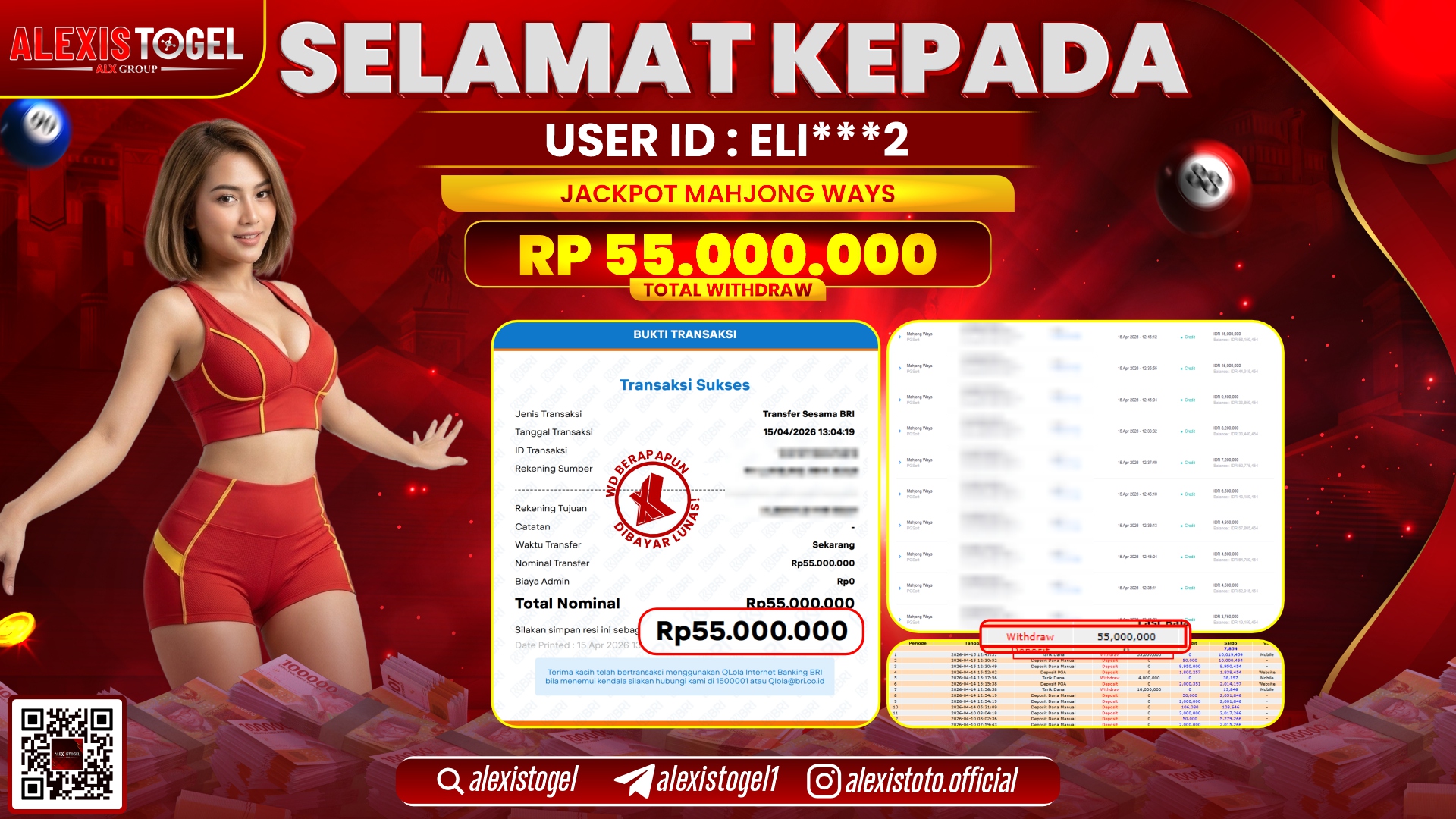 ALEXISTOGEL JACKPOT DI SLOT GAME MAHJONG WAYS RP.55.000.000,- LUNAS