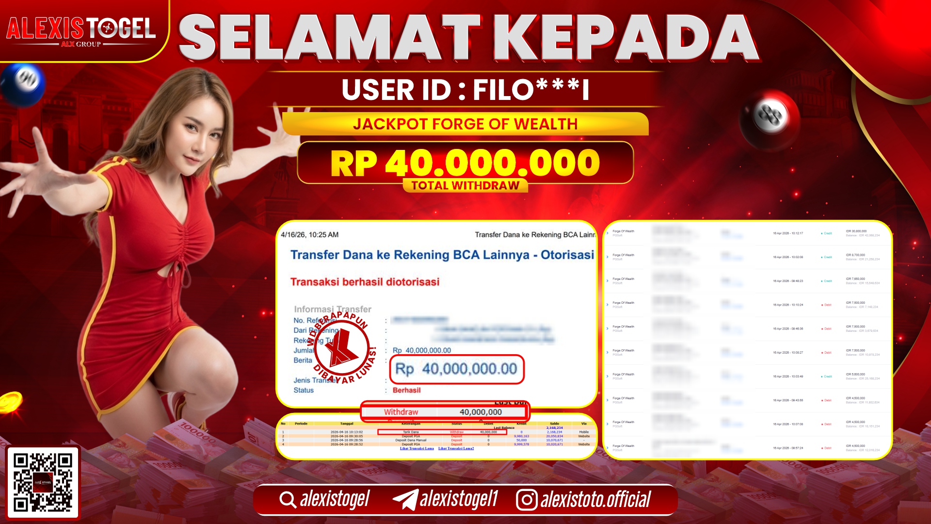 ALEXISTOGEL JACKPOT DI SLOT GAME FORGE OF WEALTH RP.40.000.000,- LUNAS