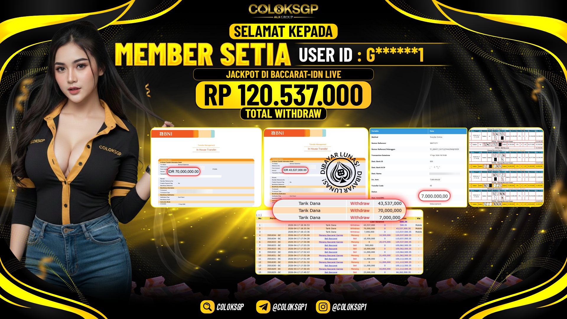 COLOKSGP JACKPOT BACCARAT - INDLIVE