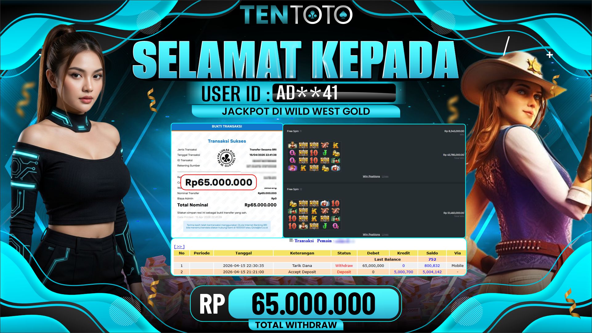 TENTOTO Wild West Gold Rp. 65.000.000,- LUNAS