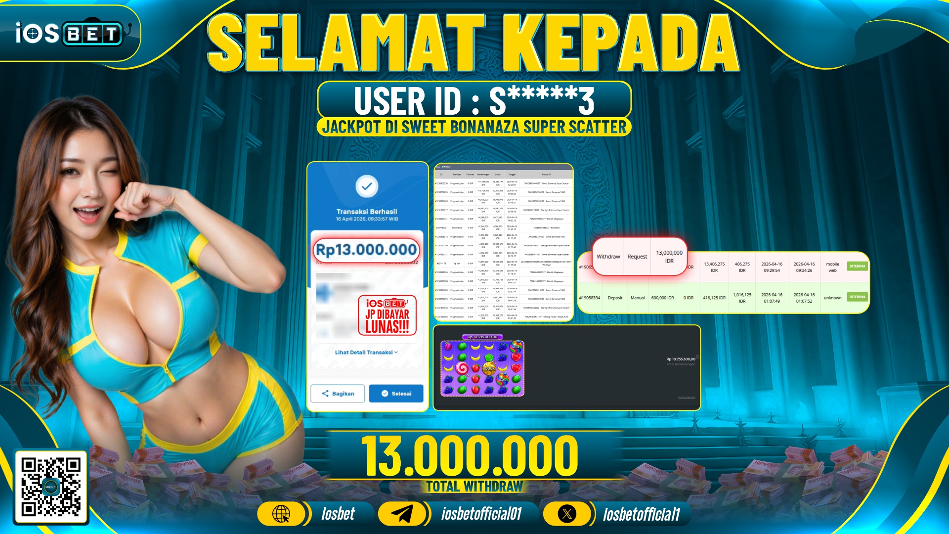 Bukti Pembayaran LUNAS SLOT GAME GACOR  Rp.13.000.000