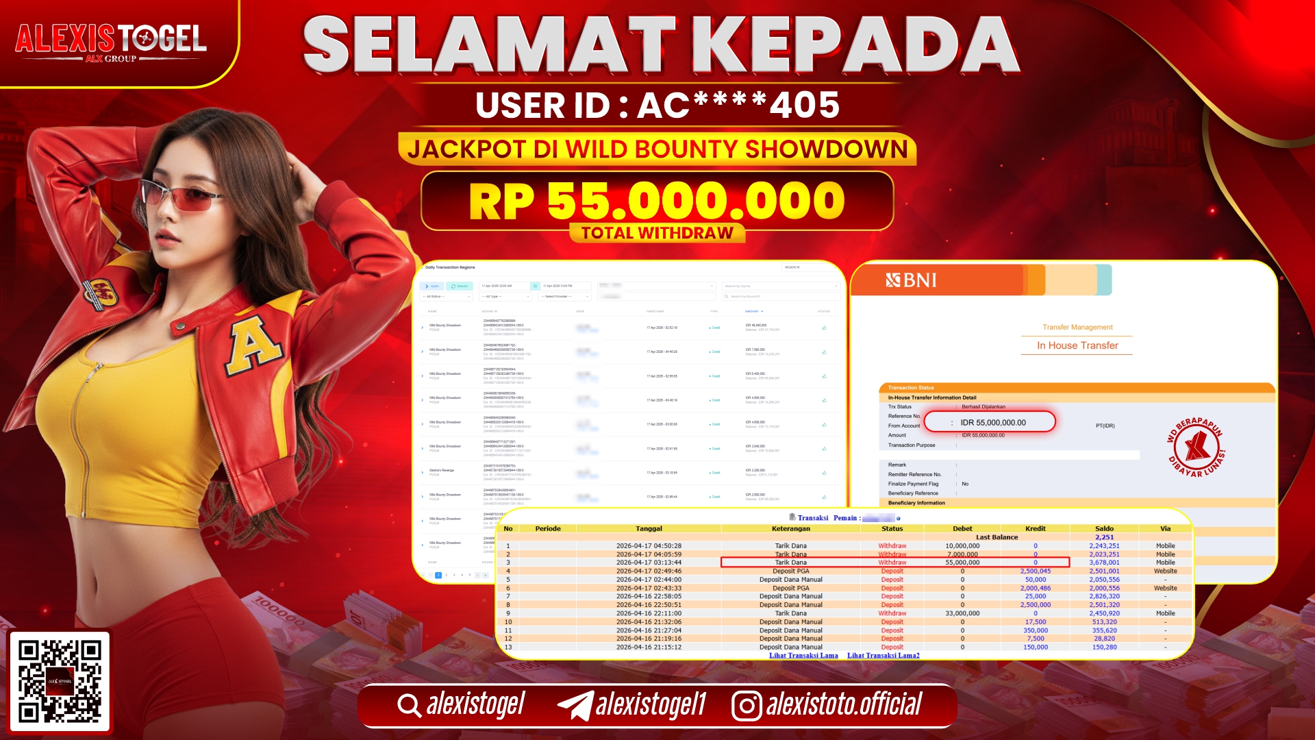 ALEXISTOGEL JACKPOT DI SLOT GAME WILD BOUNTY SHOWDOWN RP.55.000.000,- LUNAS