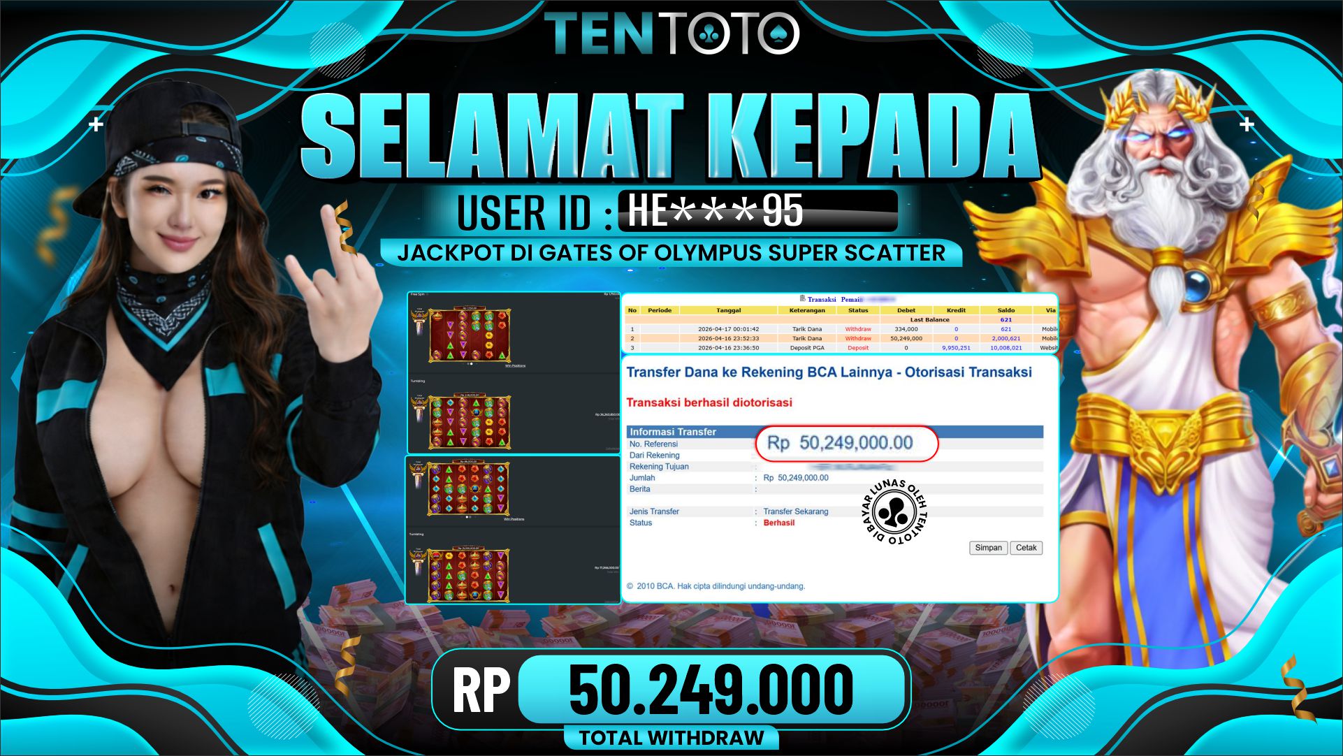 TENTOTO Gates Of Olympus Super Scatter Rp. 50.249.000,- LUNAS