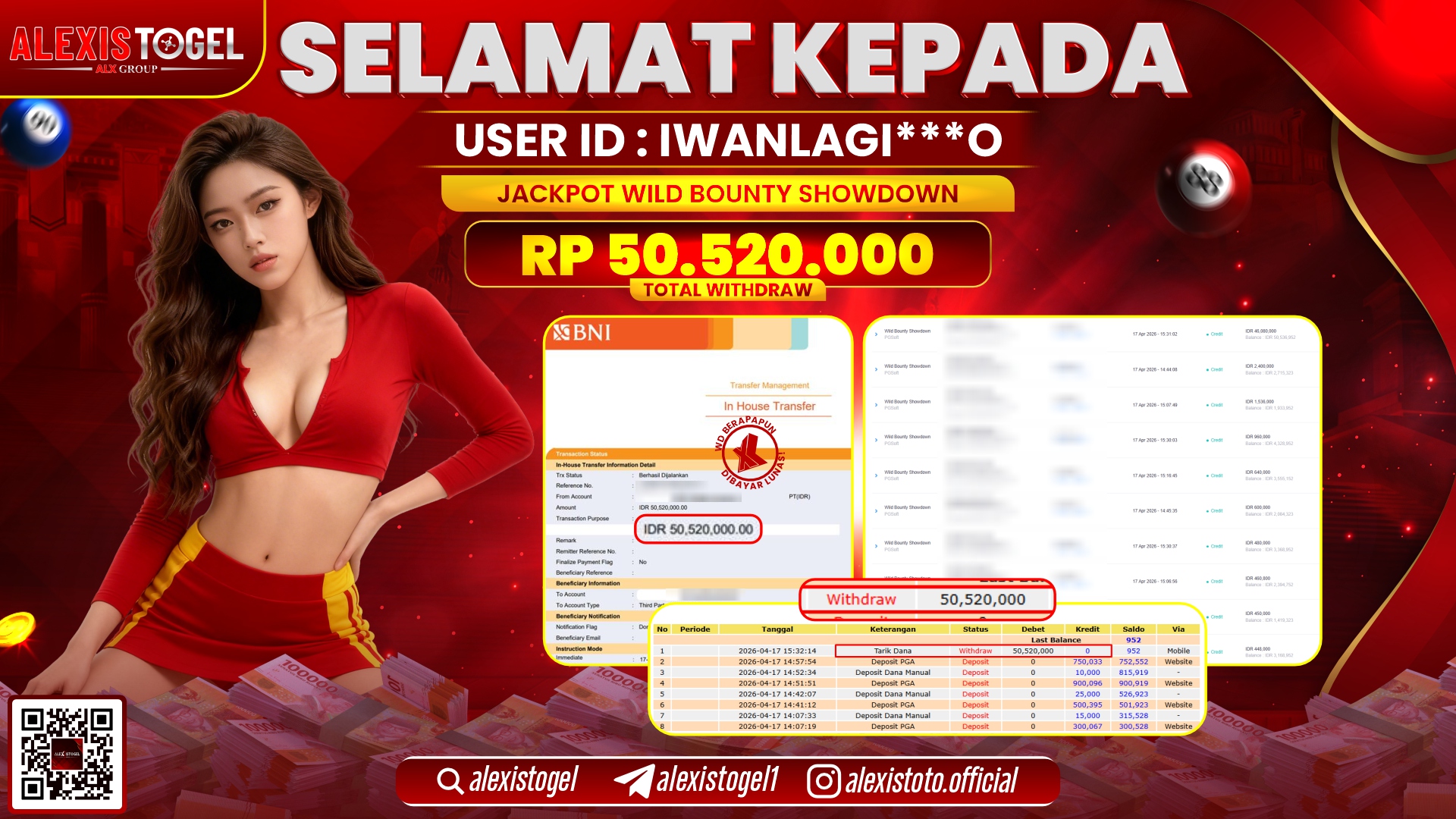 ALEXISTOGEL JACKPOT DI SLOT GAME WILD BOUNTY SHOWDOWN RP.50.520.000,- LUNAS