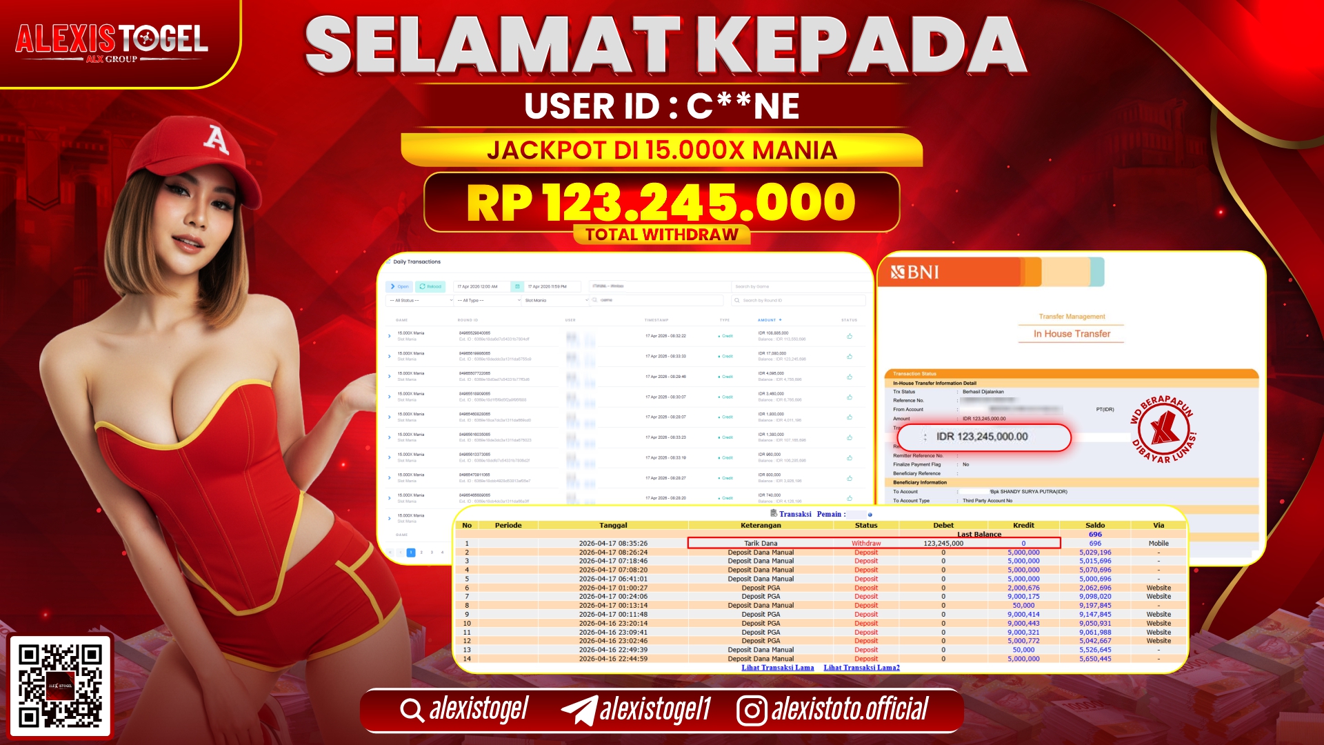 ALEXISTOGEL JACKPOT DI SLOT GAME 15.000X MANIA RP.123.245.000,- LUNAS