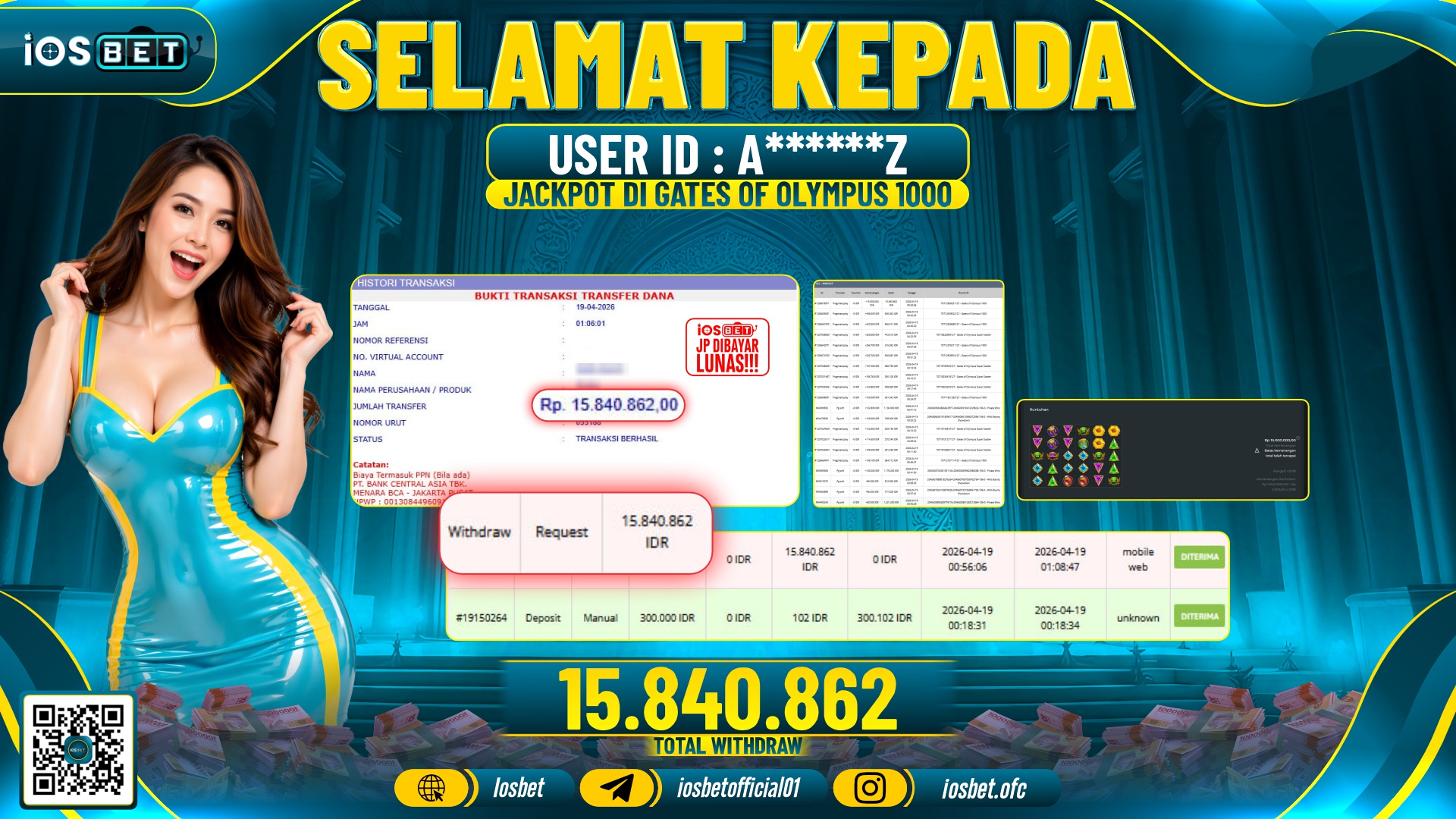 Bukti Pembayaran LUNAS SLOT GAME GACOR  Rp.15.840.862