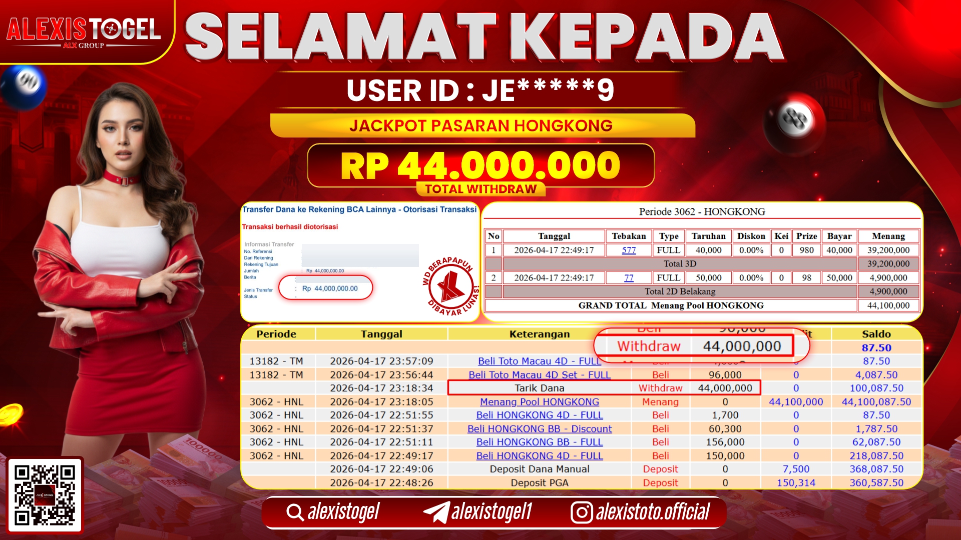 ALEXISTOGEL JACKPOT DI TOGEL PASARAN HONGKONG RP.44.000.000,- LUNAS