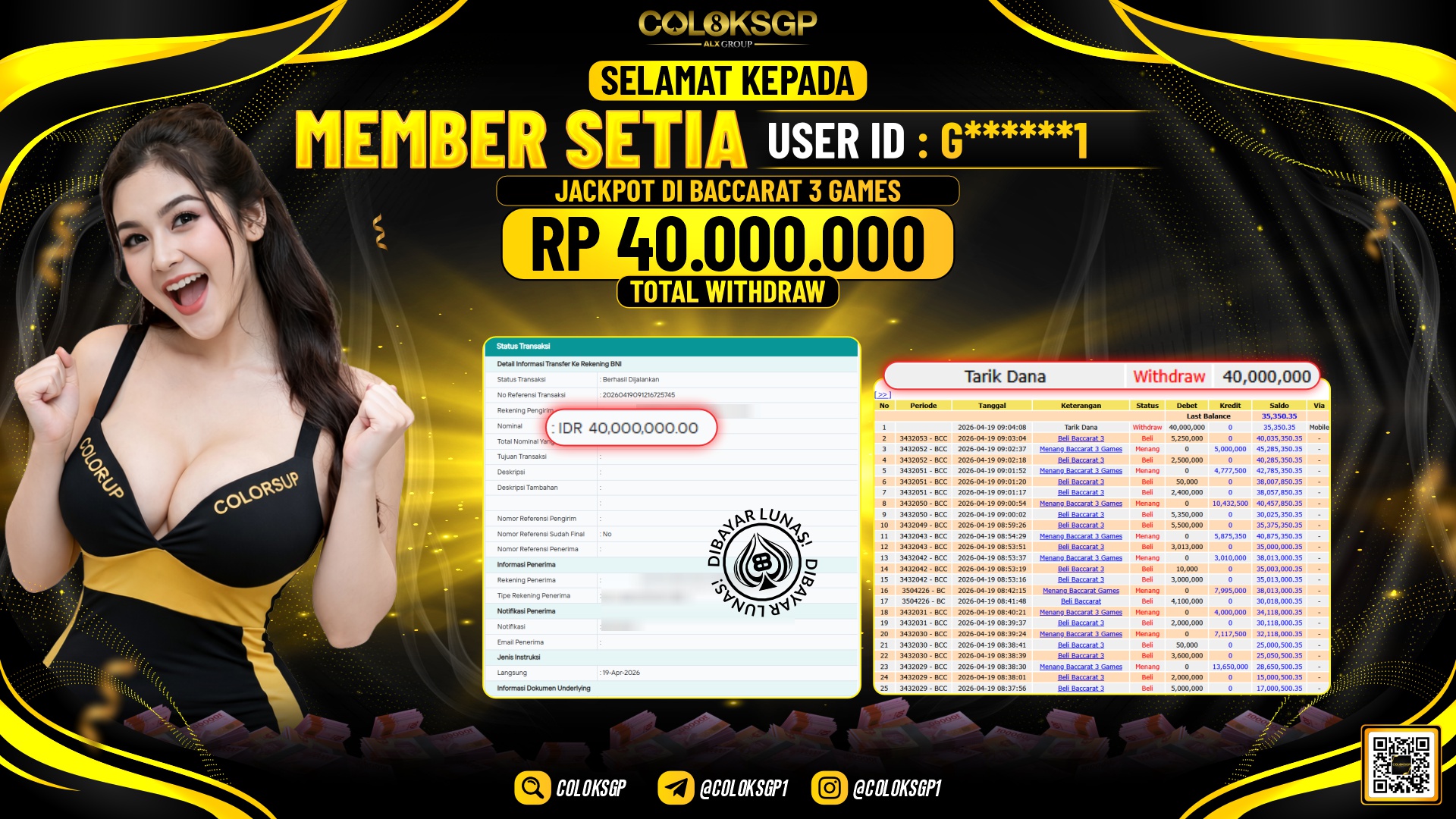 COLOKSGP JACKPOT IDNLIVE - BACCARAT 3 GAMES