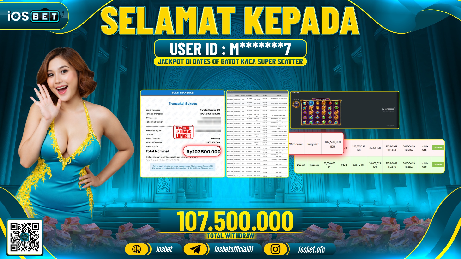 Bukti Pembayaran LUNAS SLOT GAME GACOR  Rp.107.500.000