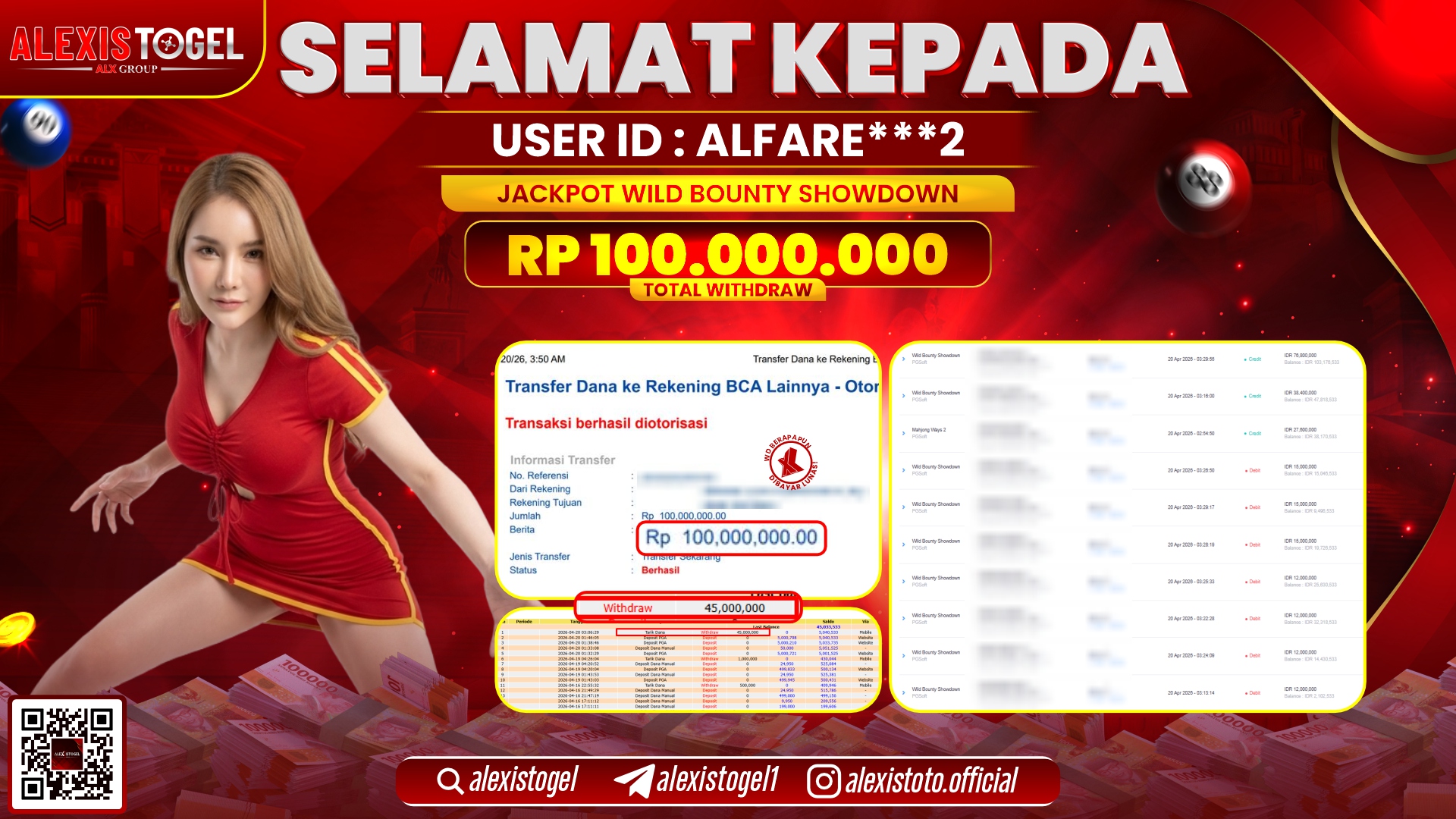 ALEXISTOGEL JACKPOT DI SLOT GAME WILD BOUNTY SHOWDOWN RP.100.000.000,- LUNAS