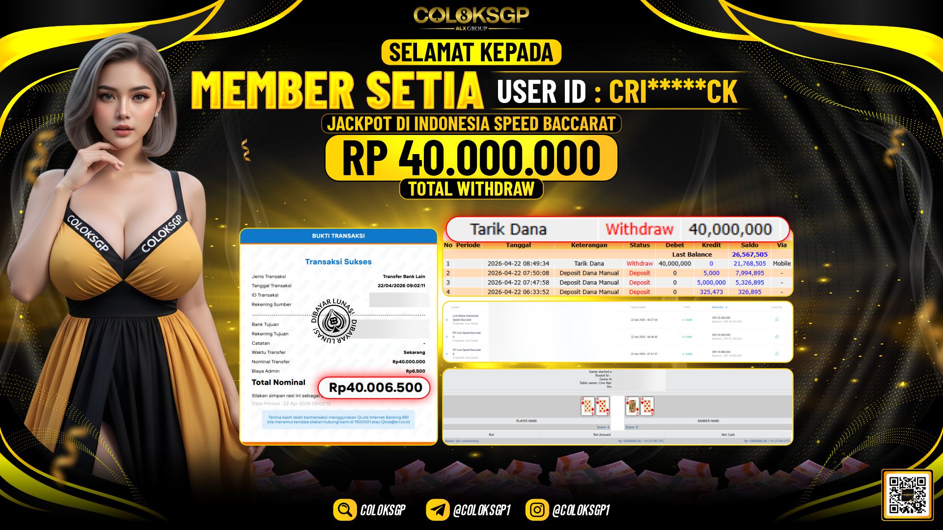 COLOKSGP JACKPOT PRAGMATIC LIVE DEALER - INDONESIA SPEED BACCARAT