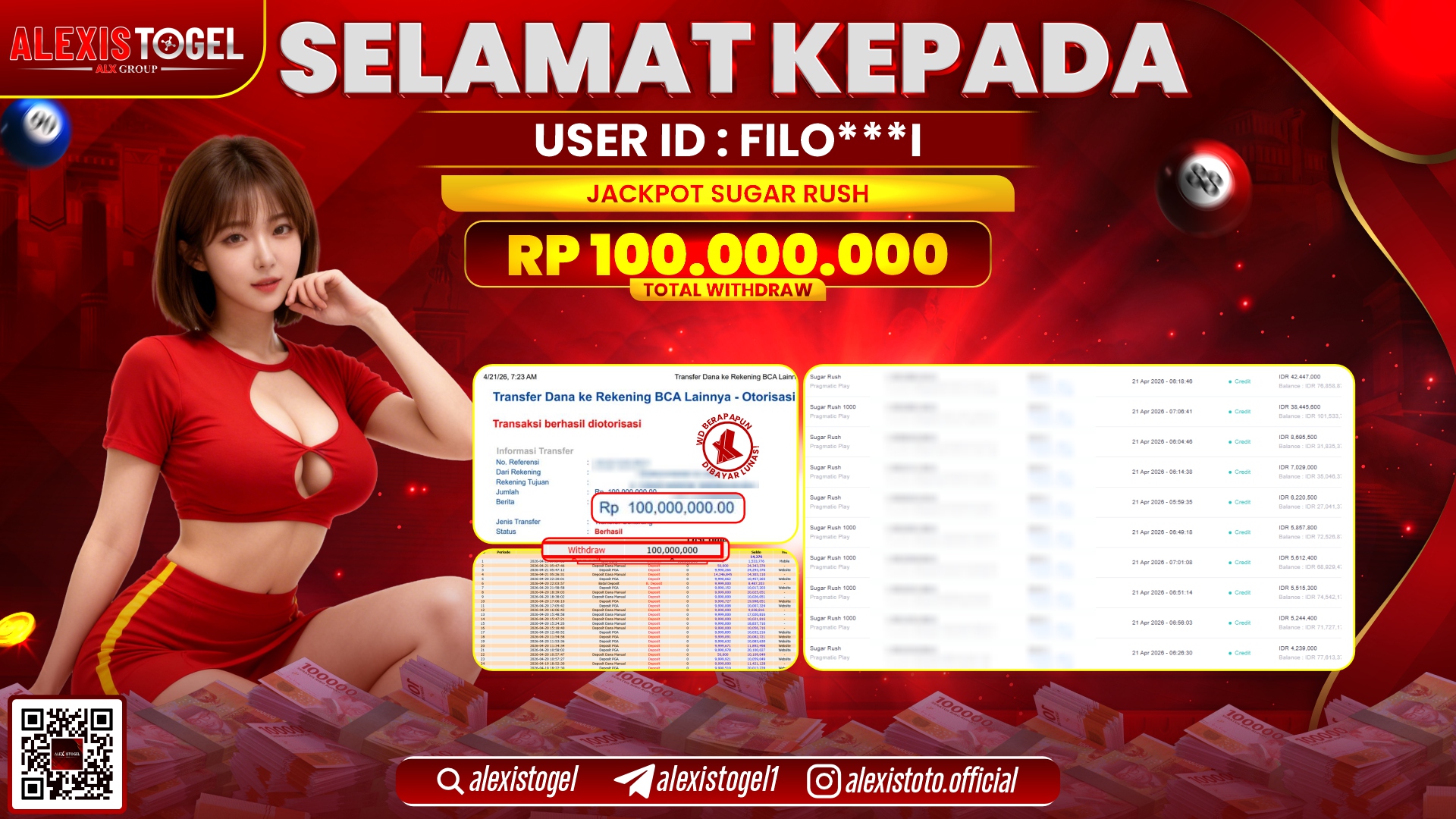 ALEXISTOGEL JACKPOT DI SLOT SUGAR RUSH RP.100.000.000,- LUNAS