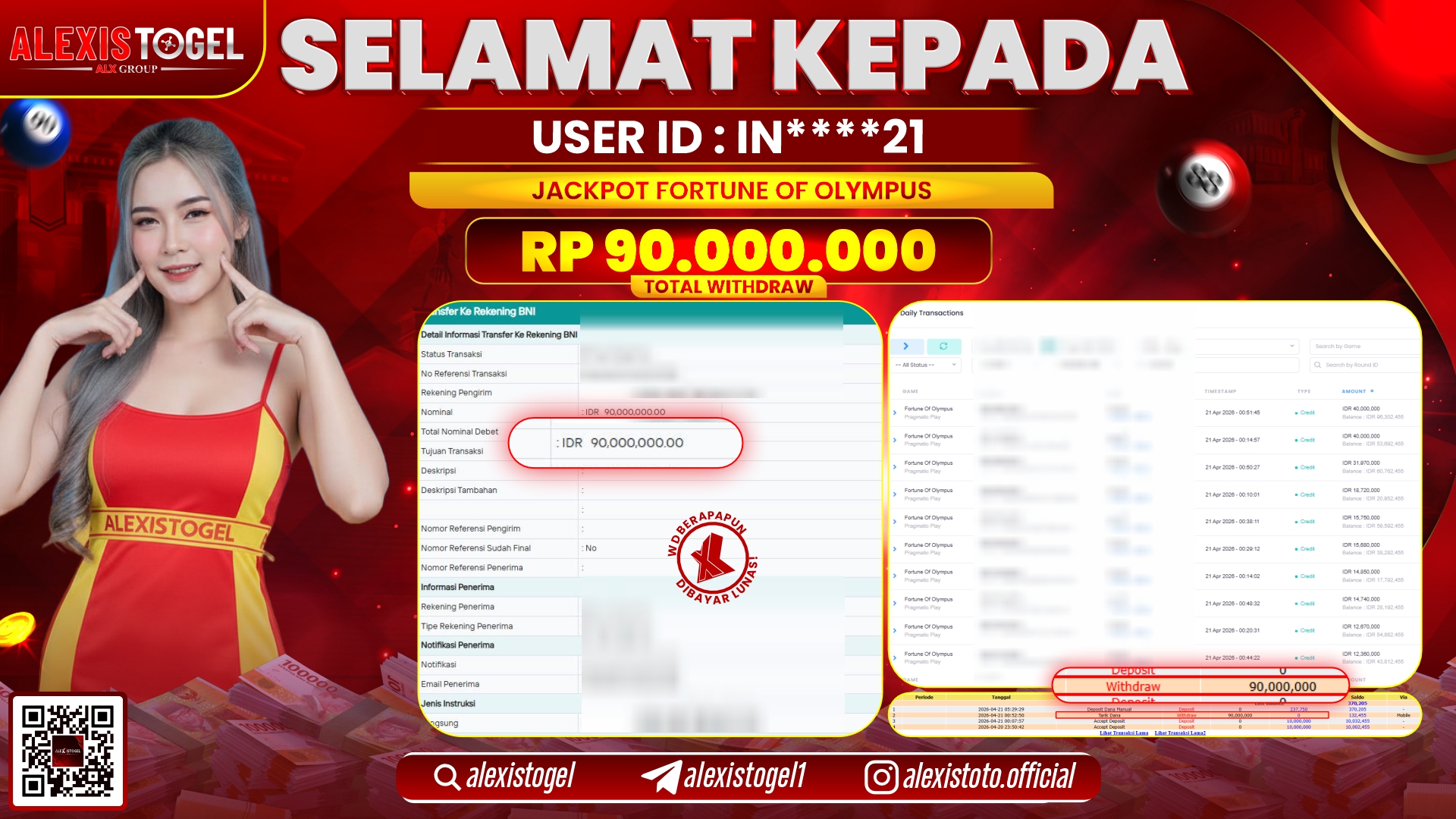 ALEXISTOGEL JACKPOT DI SLOT FORTUNE OF OLYMPUS RP.90.000.000,- LUNAS