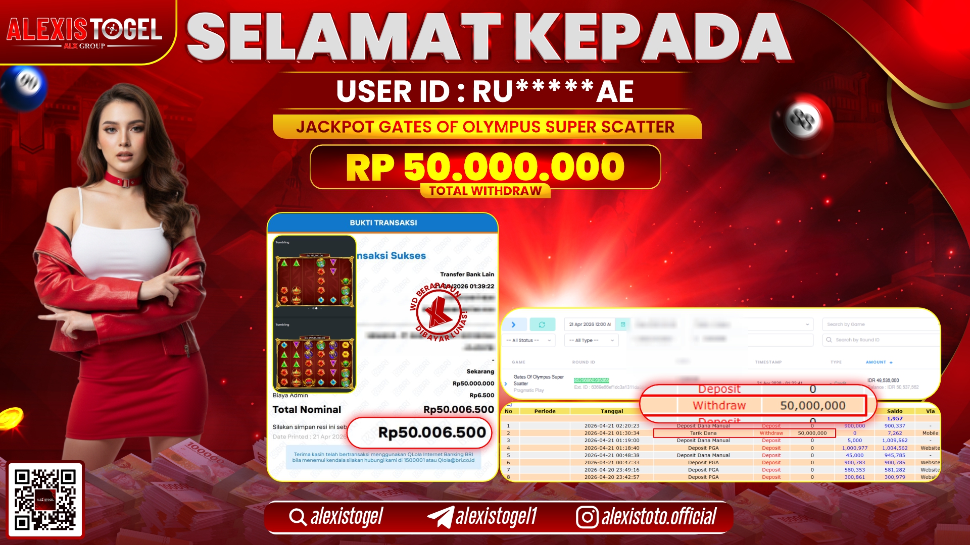 ALEXISTOGEL JACKPOT DI SLOT GATES OF OLYMPUS SUPER SCATTER RP.50.000.000,- LUNAS