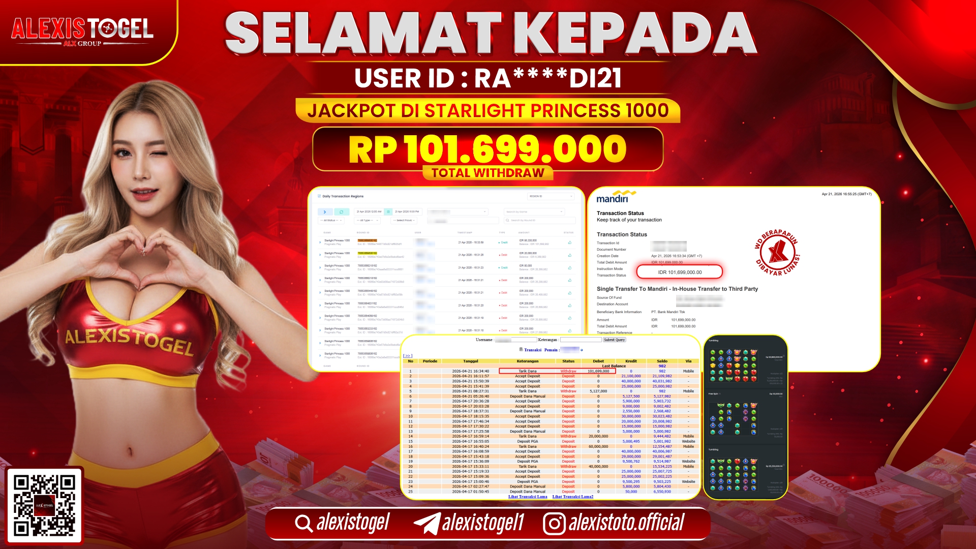 ALEXISTOGEL JACKPOT DI SLOT STARLIGHT PRINCESS 1000 RP.101.699.000,- LUNAS