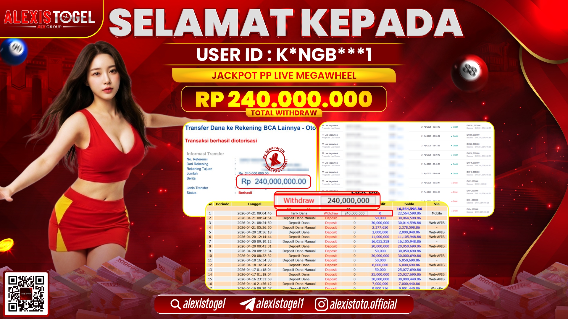 ALEXISTOGEL JACKPOT DI PP LIVE MEGAWHEEL RP.240.000.000,- LUNAS