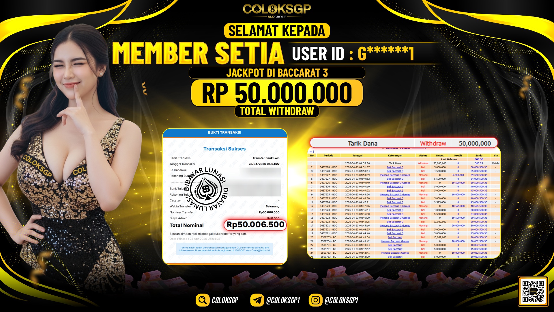 COLOKSGP JACKPOT LIVE GAMES - BACCARAT 3