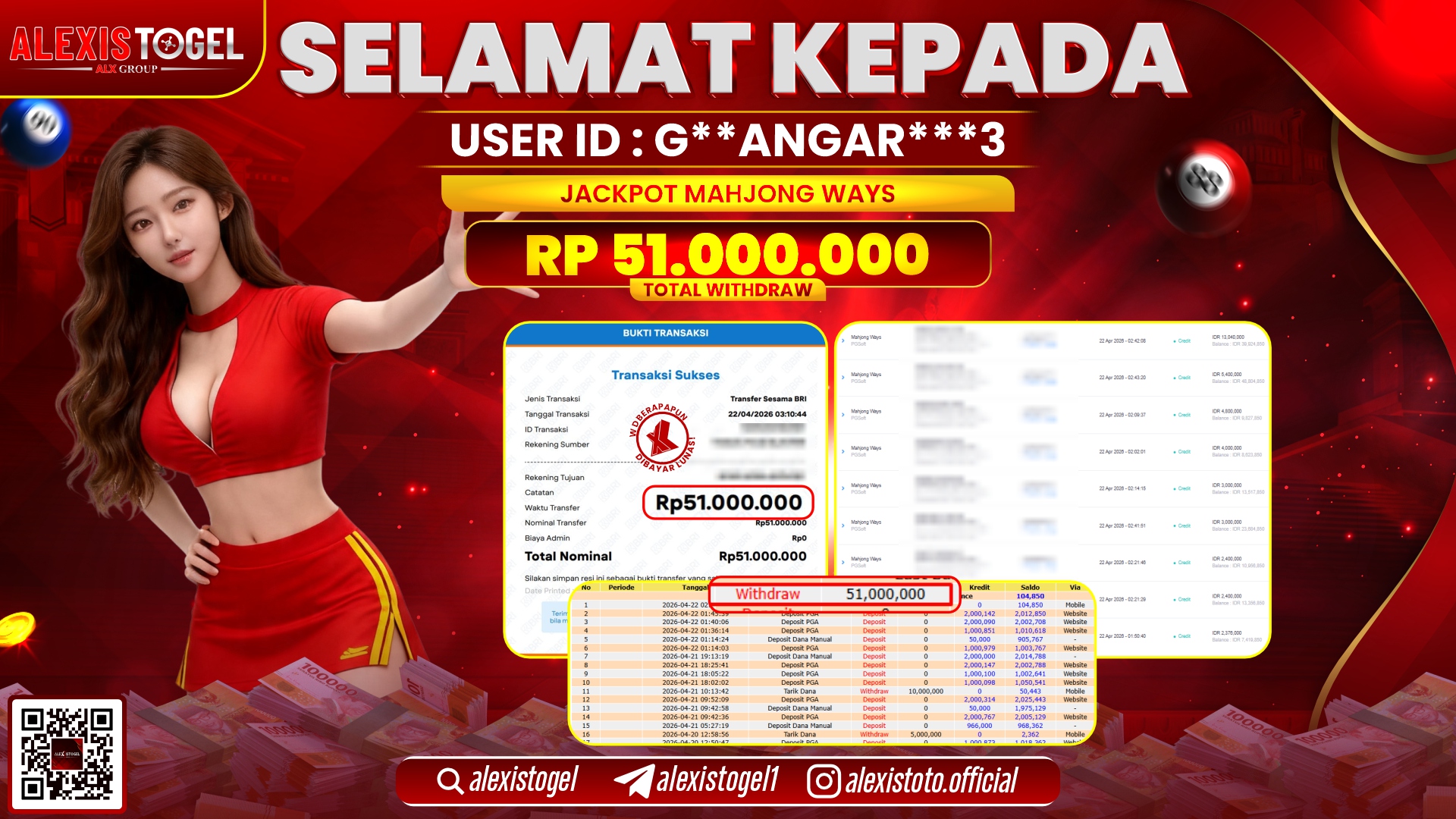 ALEXISTOGEL JACKPOT DI SLOT GAME MAHJONG WAYS RP.51.000.000,- LUNAS