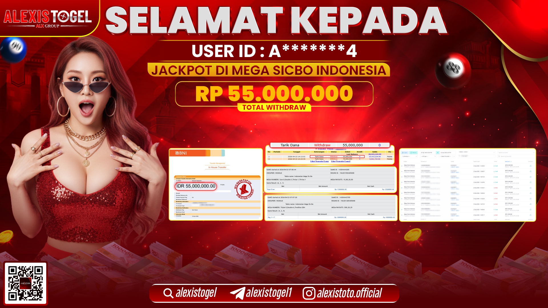 ALEXISTOGEL JACKPOT DI MEGA SICBO INDONESIA WAYS RP.55.000.000,- LUNAS