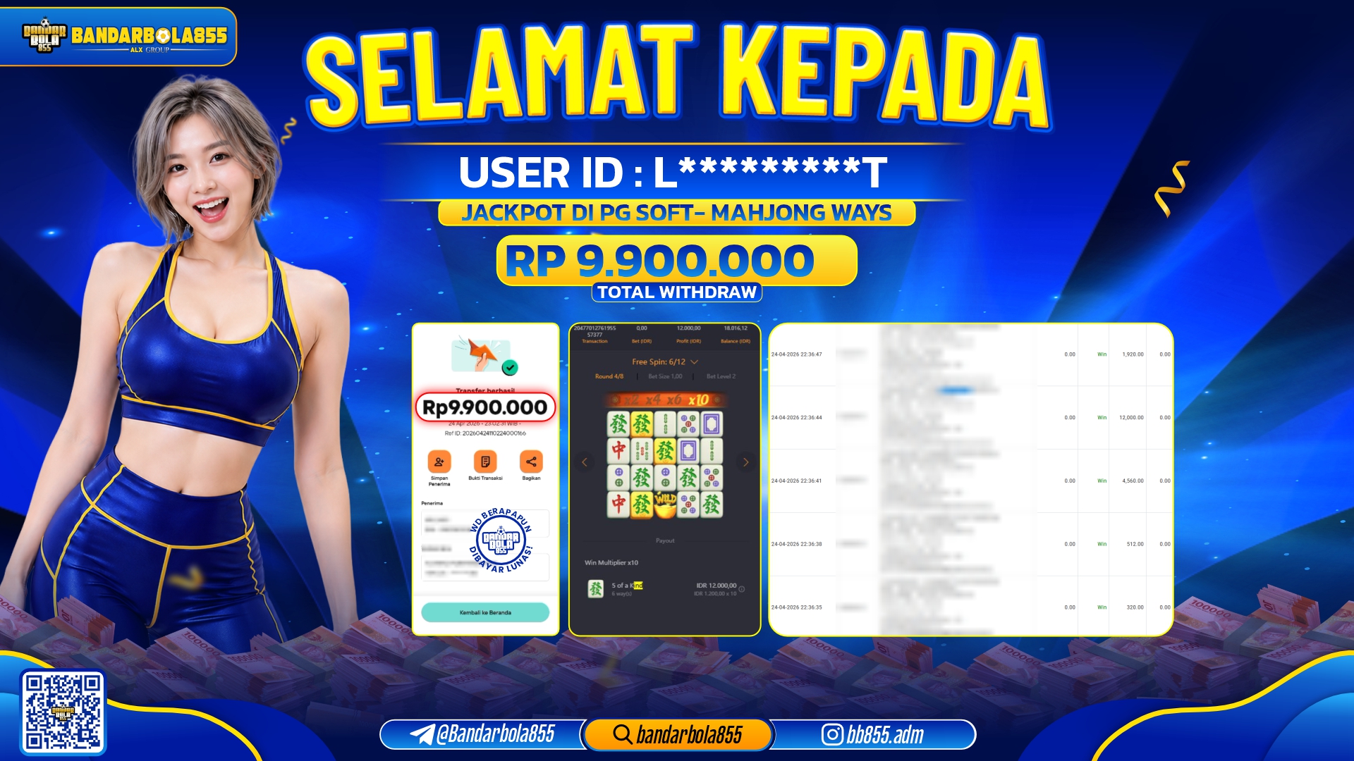 🎖 JACKPOT BANDARBOLA855 DI MAHJONG WAYS Rp9.900.000🎖