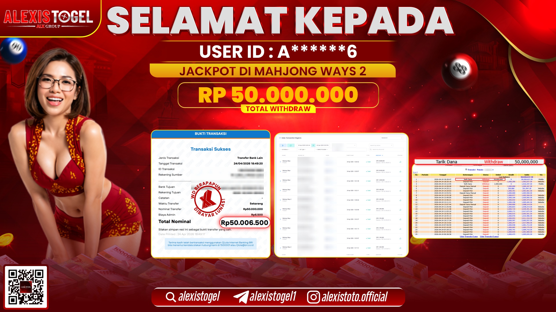 ALEXISTOGEL JACKPOT DI SLOT GAME MAHJONG WAYS RP.50.000.000,- LUNAS