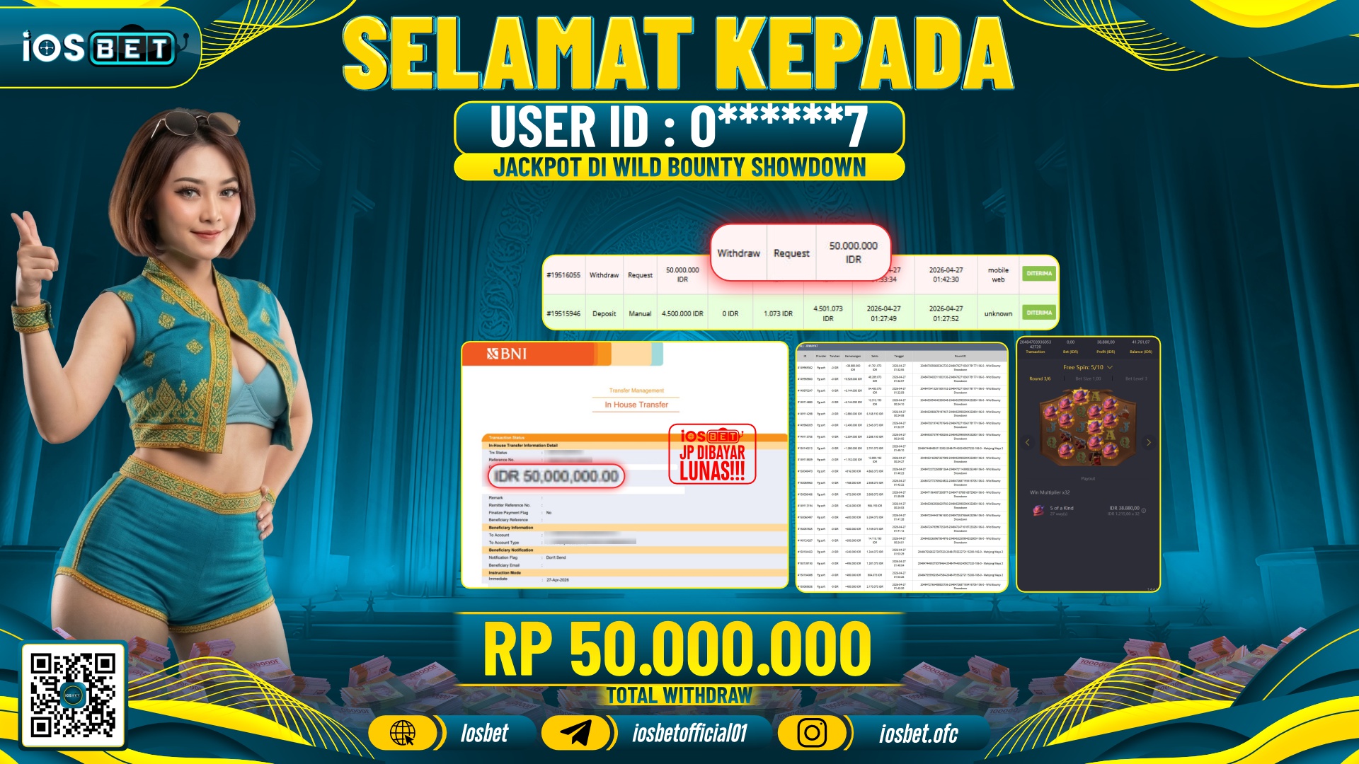 Bukti Pembayaran LUNAS SLOT GAME GACOR  Rp.50.000.000
