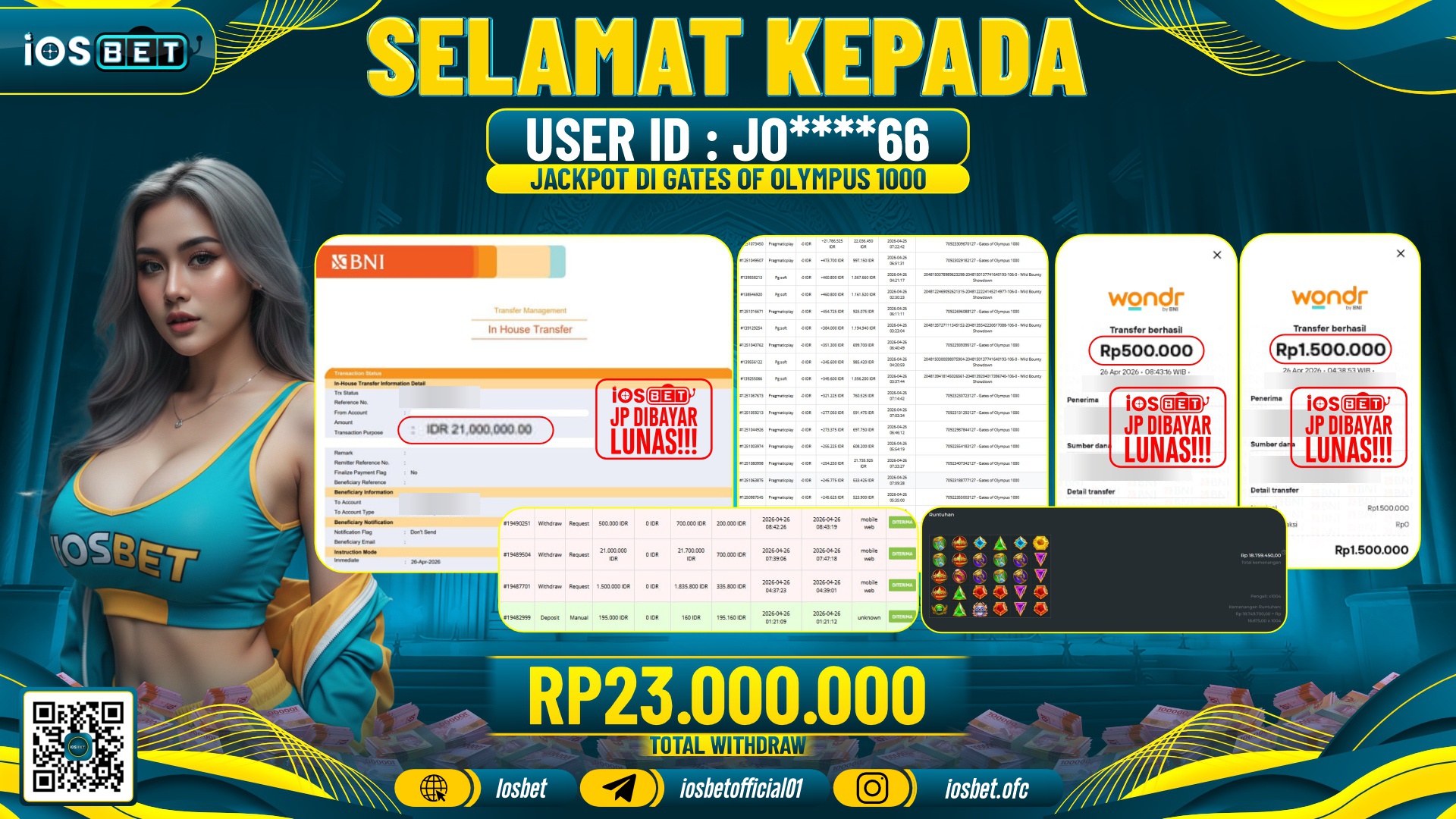Bukti Pembayaran LUNAS SLOT GAME GACOR  Rp.23.000.000
