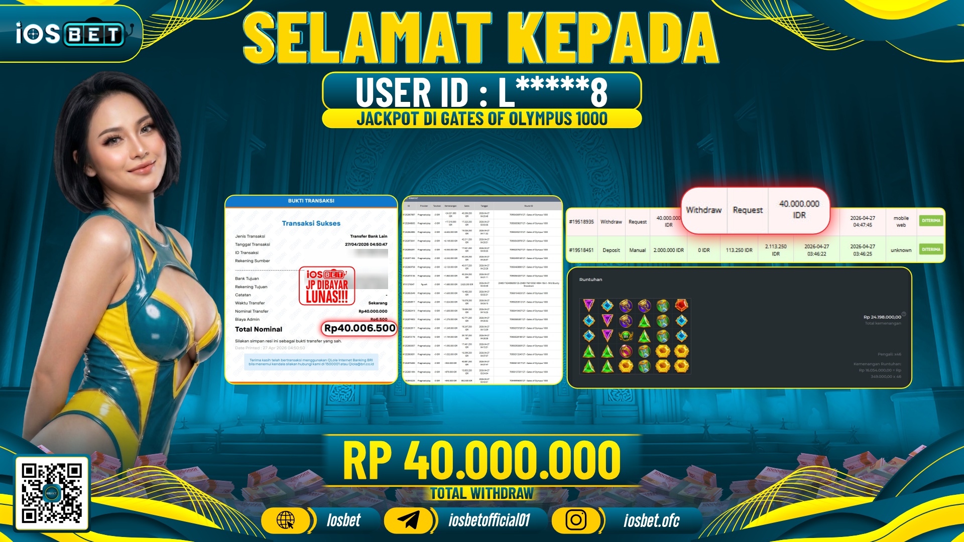 Bukti Pembayaran LUNAS SLOT GAME GACOR  Rp.40.000..000